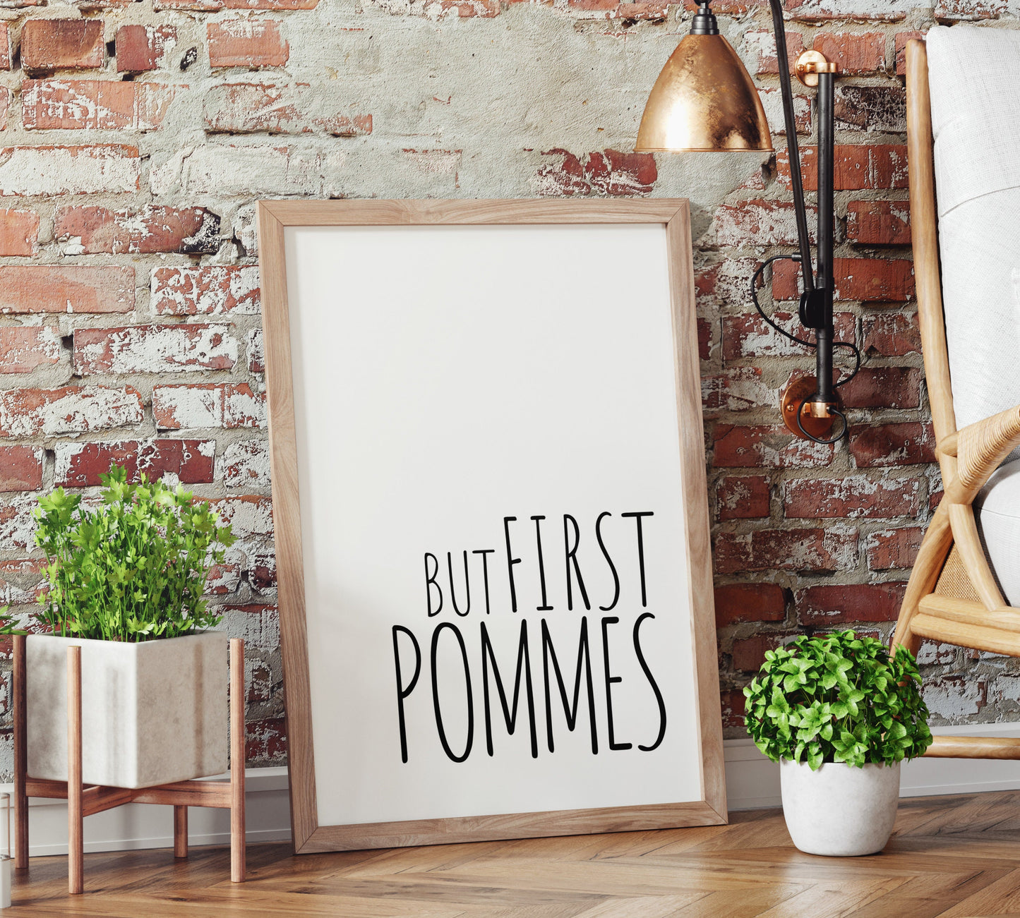 But First Fries Poster | But First Pommes Print | French Fries Quote Wall Art | Minimalist Wall Decor | Funny Typography Fries Poster Art