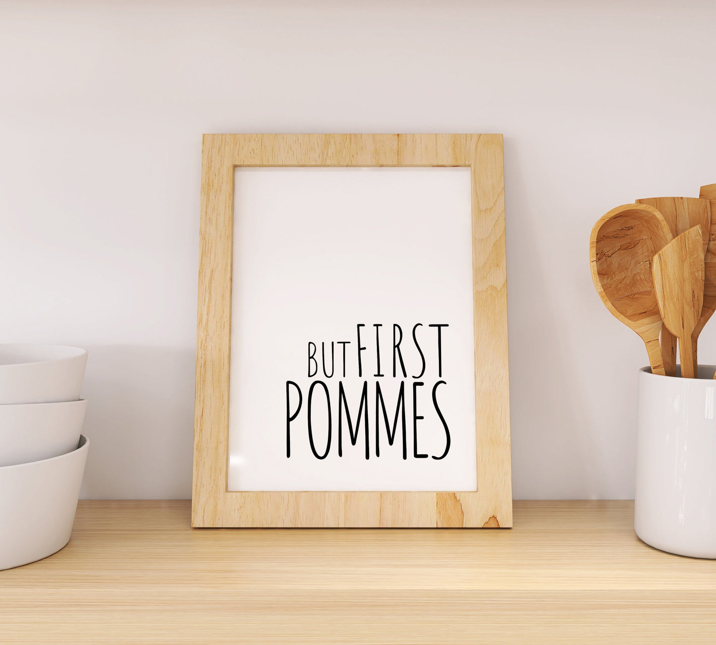 But First Fries Poster | But First Pommes Print | French Fries Quote Wall Art | Minimalist Wall Decor | Funny Typography Fries Poster Art