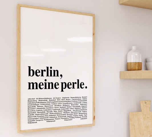 Berlin Meine Perle – Berlin Stadtliebe Typografie Poster