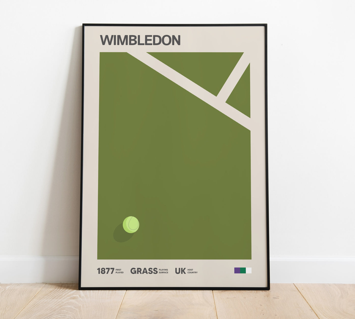 Wimbledon Tennis Poster – Minimalist Grass Green Wall Art Print for Tennis Fans