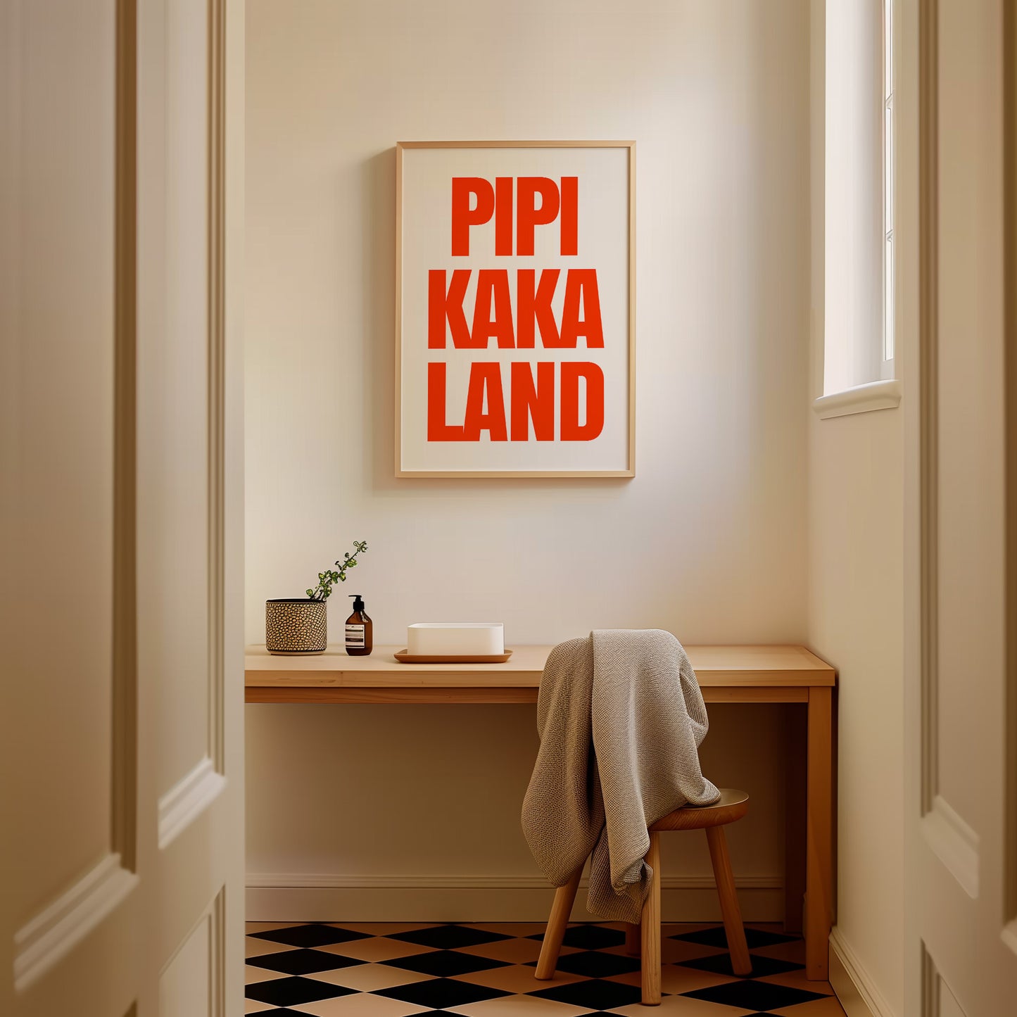 Pipi Kaka Land Poster Print für Bad, Toilette oder Gäste WC mit klarem modernem Design