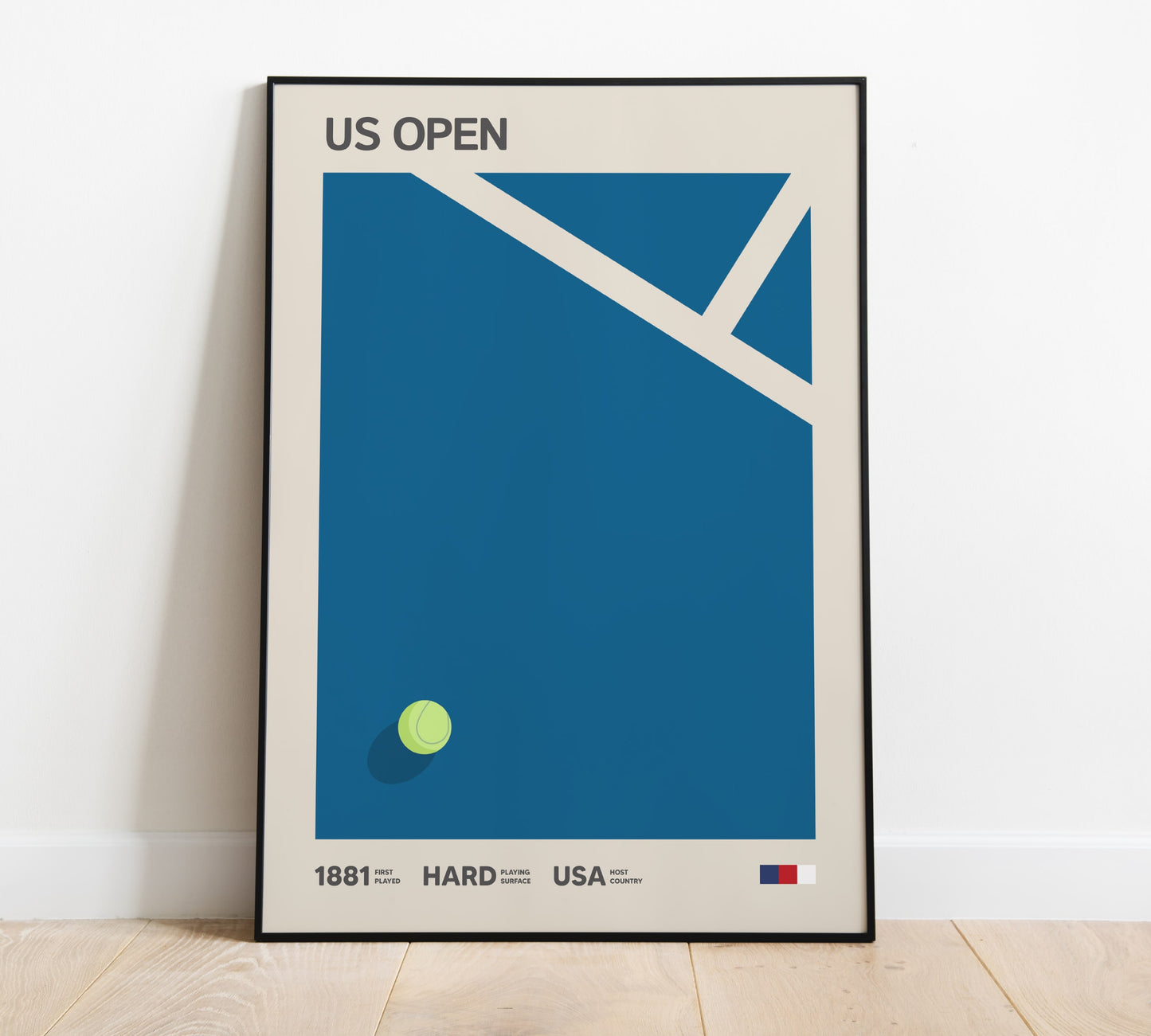 US Open Tennis Poster – Modern Blue and Wall Art for Sporty Interiors