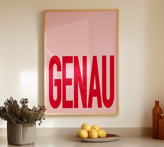 02: Genau Poster – Typografie Print in Pink