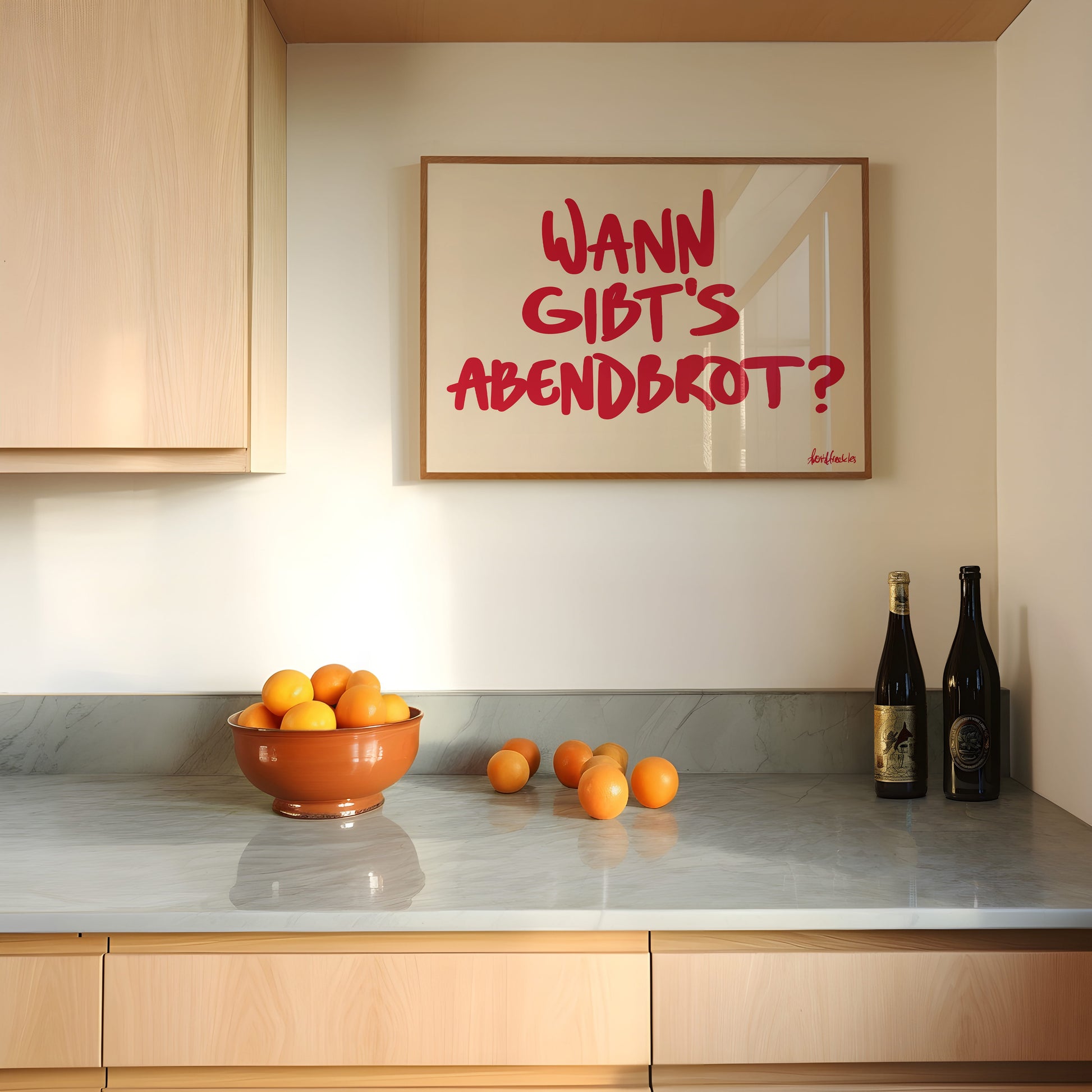 Humorvolle Wanddeko für Küchentheke und Arbeitsplatte