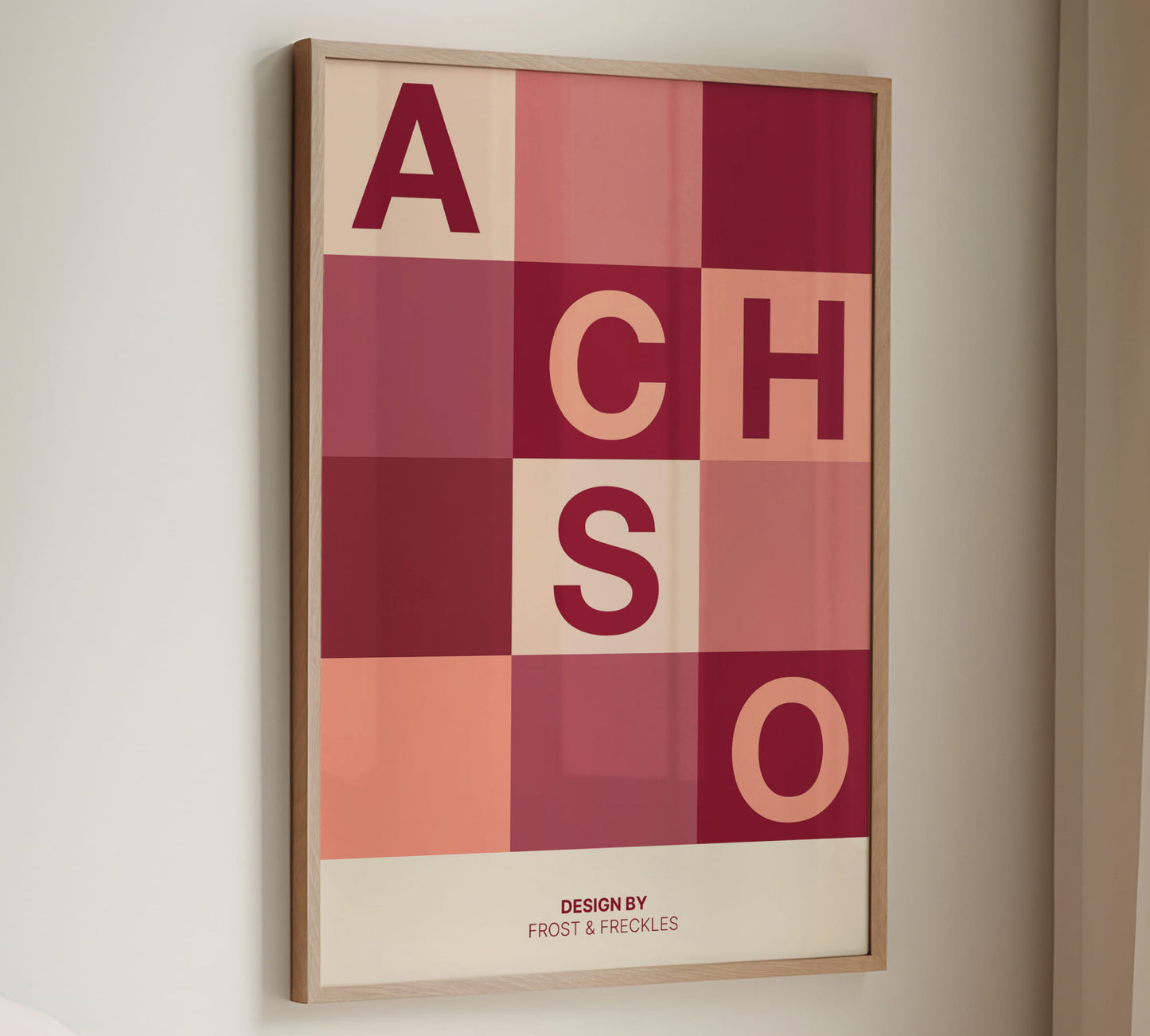 Achso Print als schlichtes Wandbild mit typografischem Fokus im Bauhaus Stil