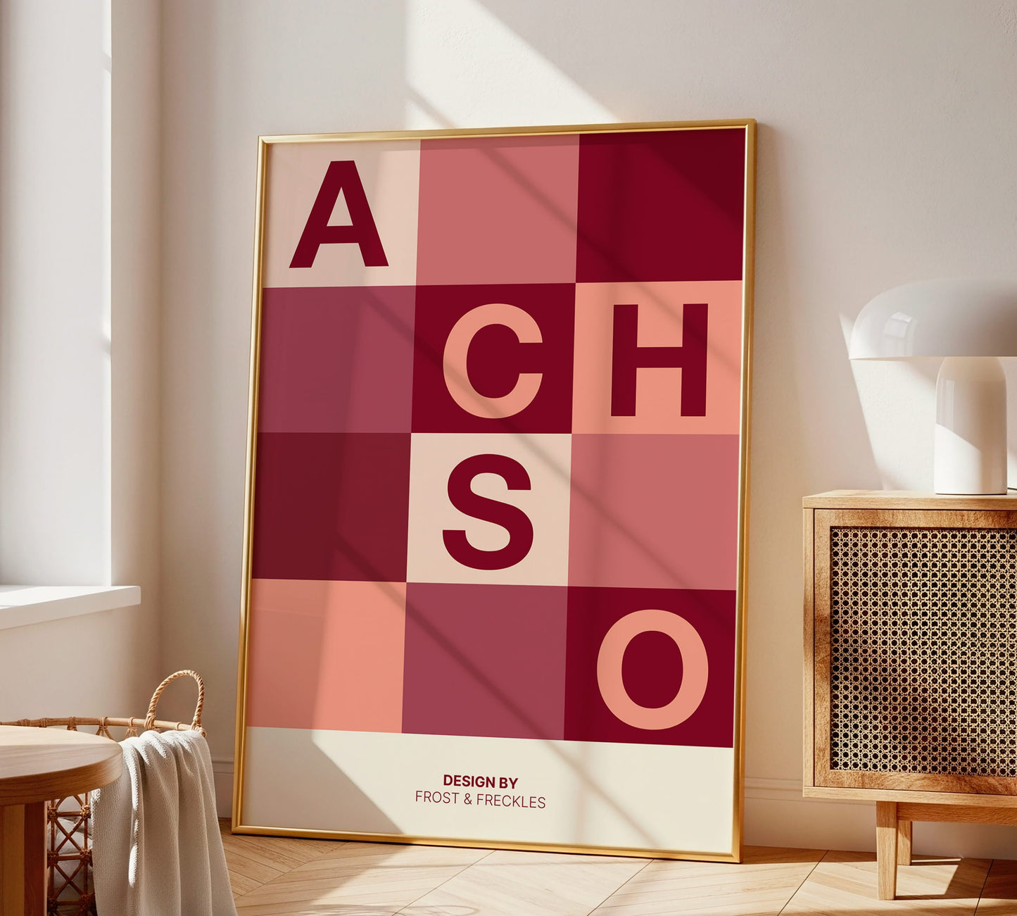 Gerahmtes Achso Poster für stilvolle, minimalistische Innenräume im Bauhaus Einrichtungsstil