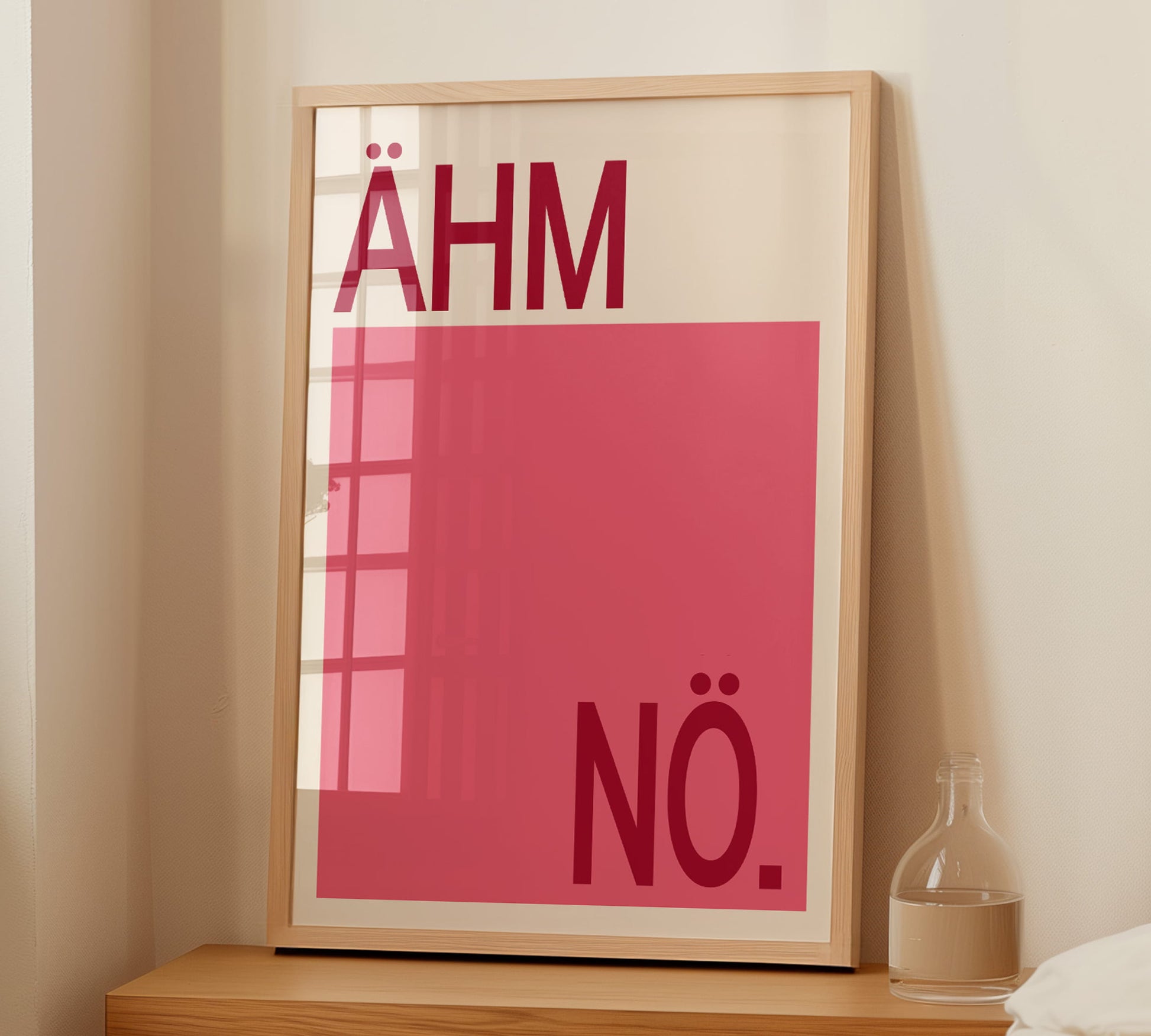 Spruch Poster deutsch mit „Ähm nö“ im minimalistischen Design