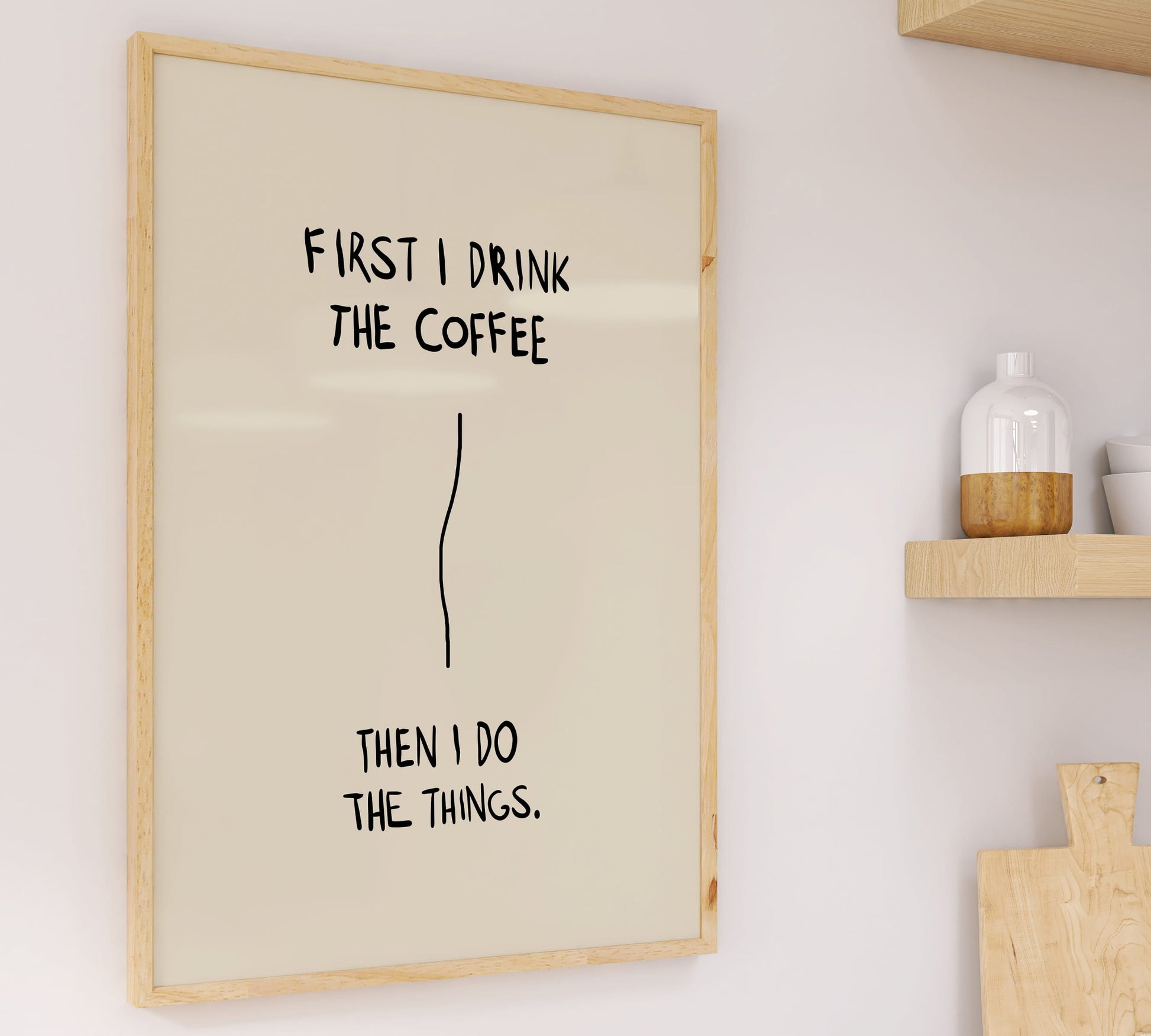 Aesthetic coffee poster mit minimalistischem Layout im Handschrift Layout