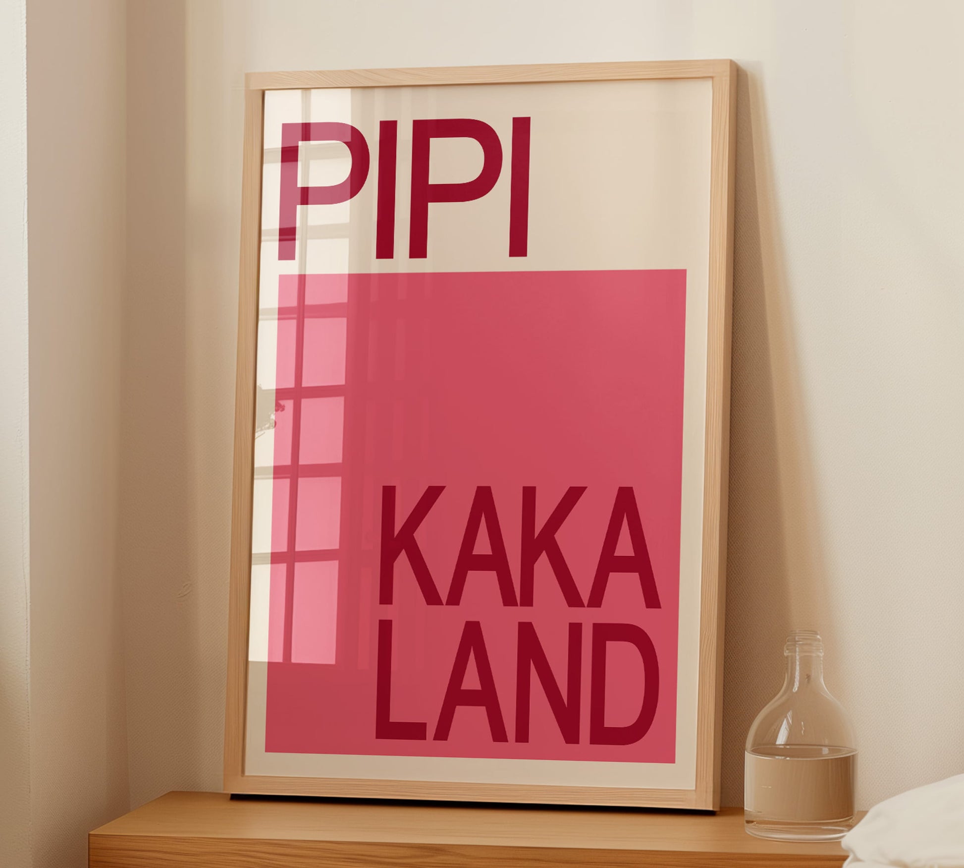Minimalistisches "Pipi Kaka Land" WC Poster mit Farbcode Design und Typografie im Pantone Stil