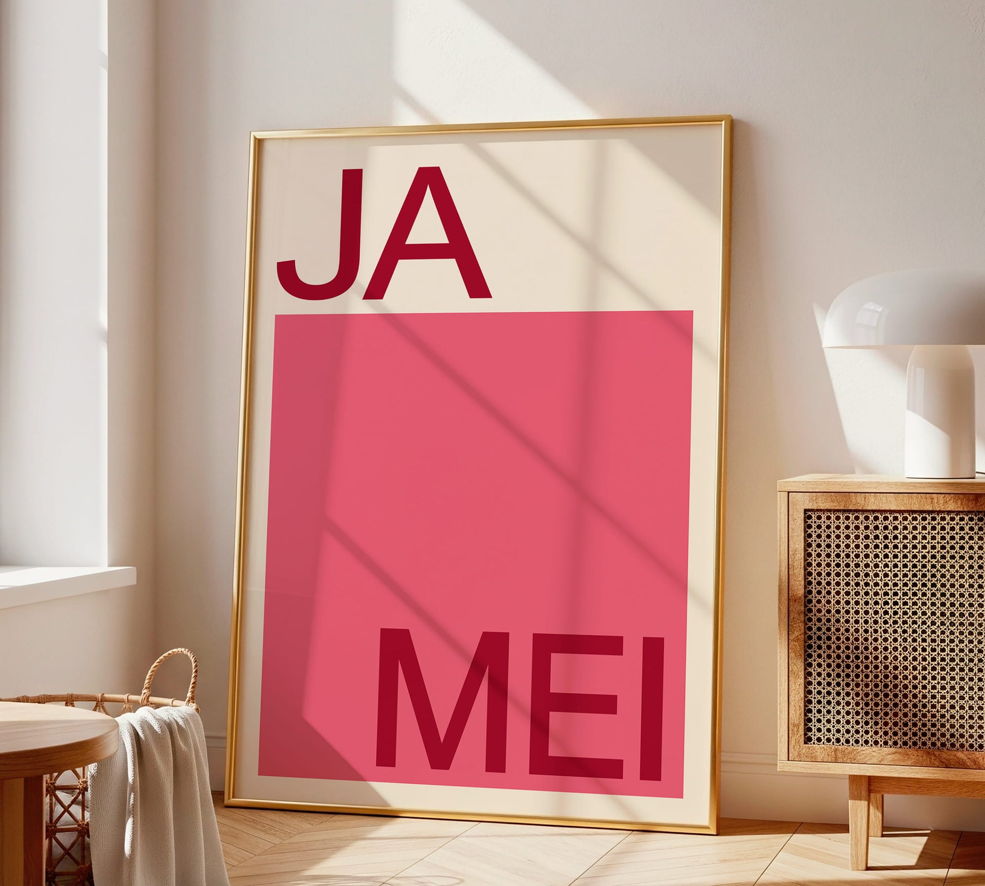 Poster mit bayerischem Spruch "Ja Mei" für Gallery Wall oder Eingangsbereich
