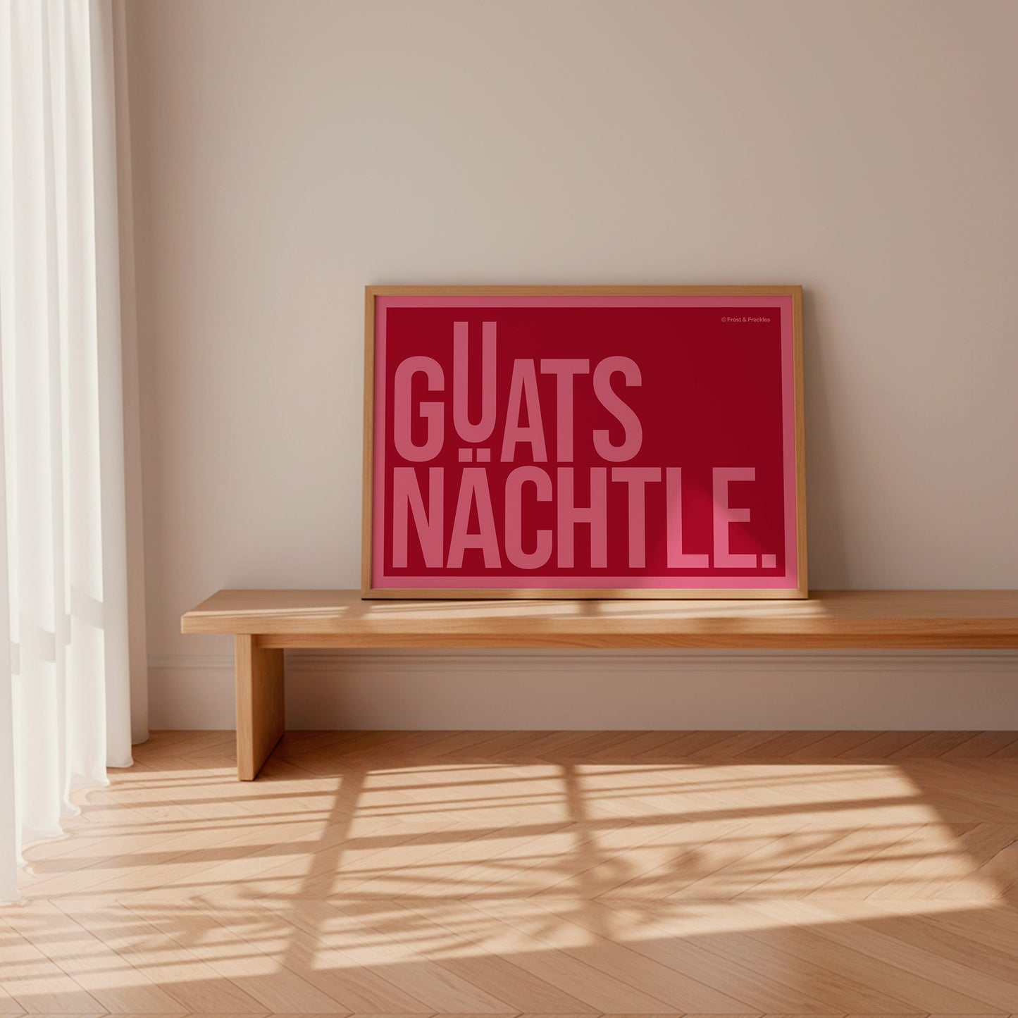 Liebevolles Gute-Nacht-Poster im bayrisch-schwäbischen Dialekt für Schlafzimmer oder Flur