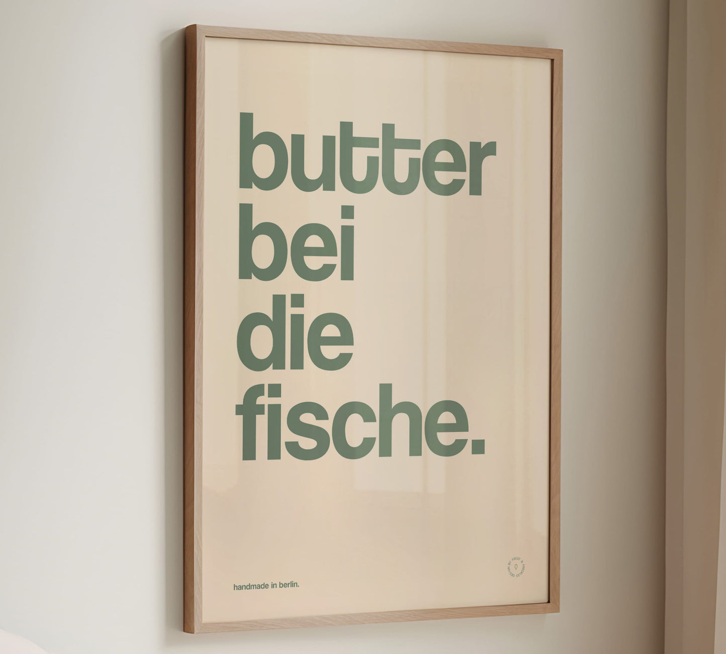 Butter bei die Fische Poster für Küche im minimalistischen Design