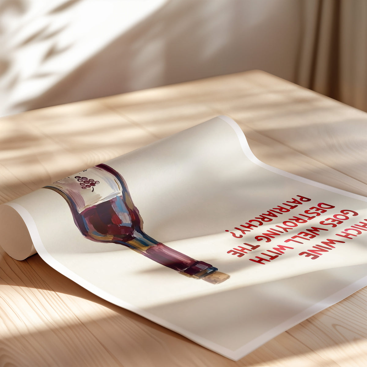Detailansicht der tiefschwarzen Typografie und der matten Papierstruktur des Smash The Patriarchy Prints.