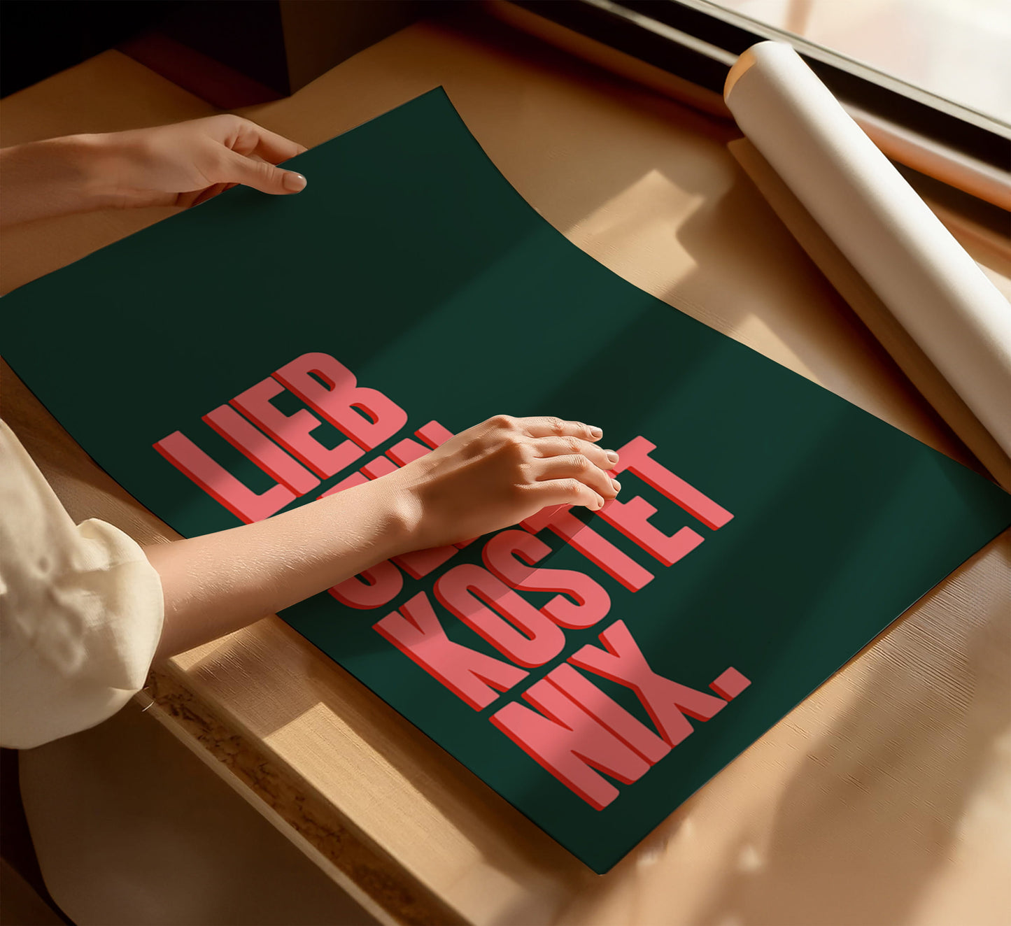Farbenfrohes Statement Poster mit positiver Be More Kind Botschaft