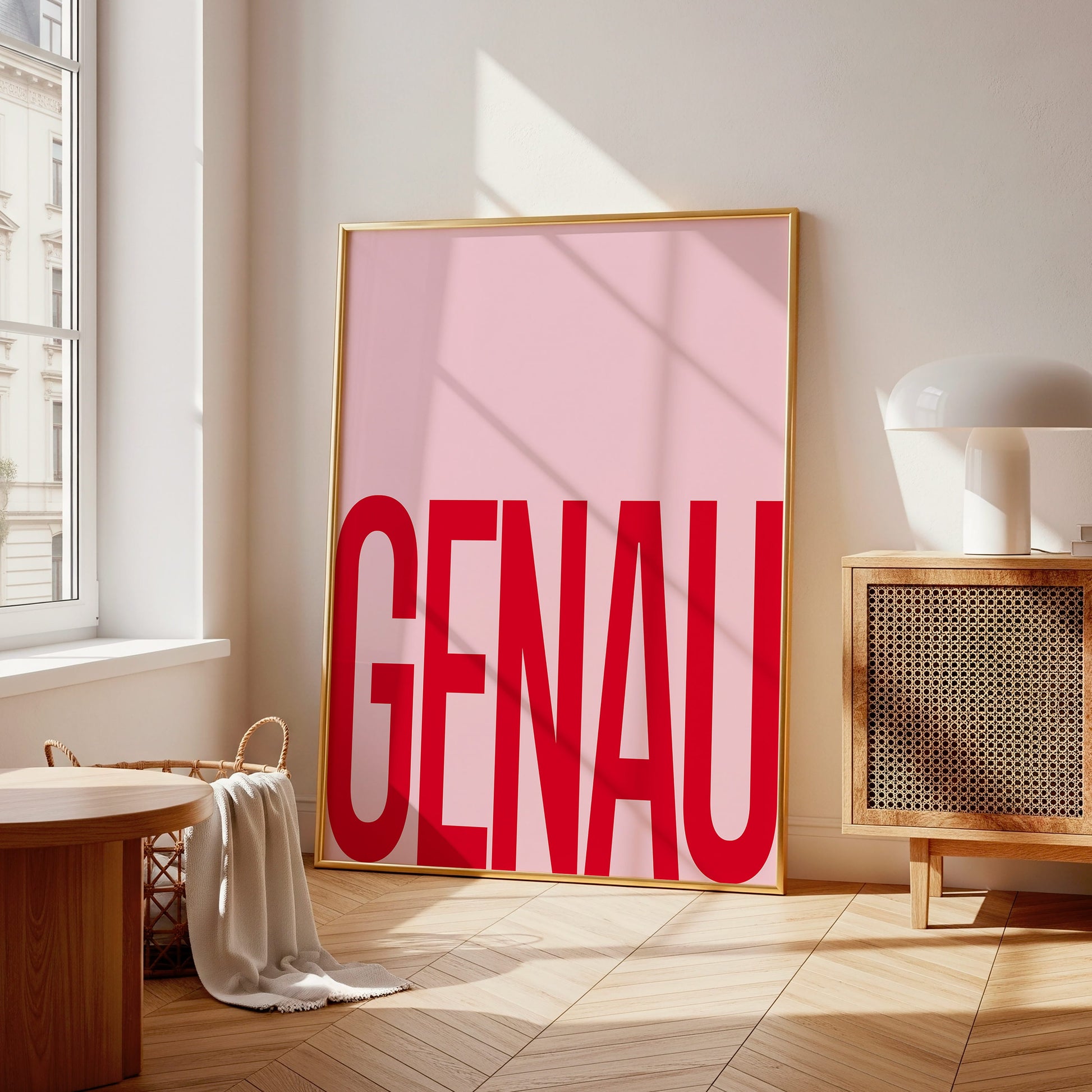 Großformat Poster mit dem Wort Genau für Freunde der deutschen Sprache