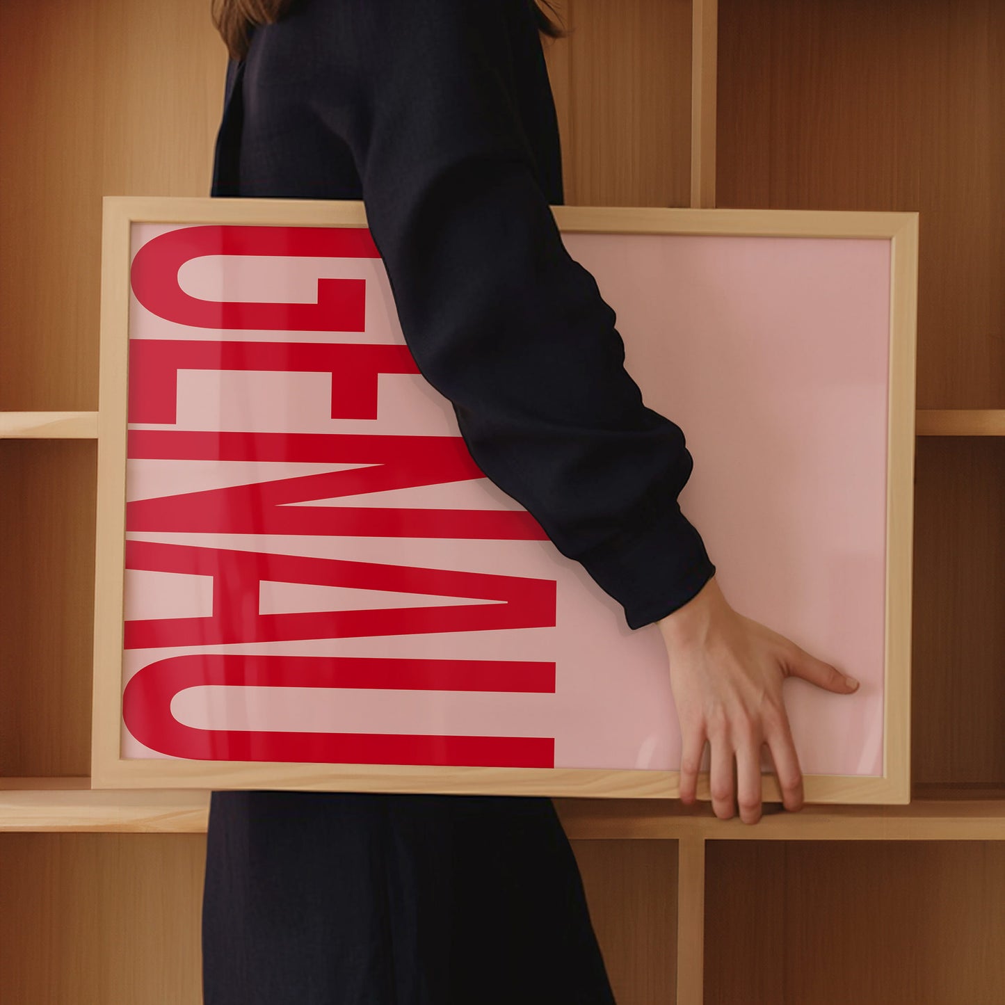 Schönes modernes Typografie Poster mit Aufdruck Genau in Rot und Pink