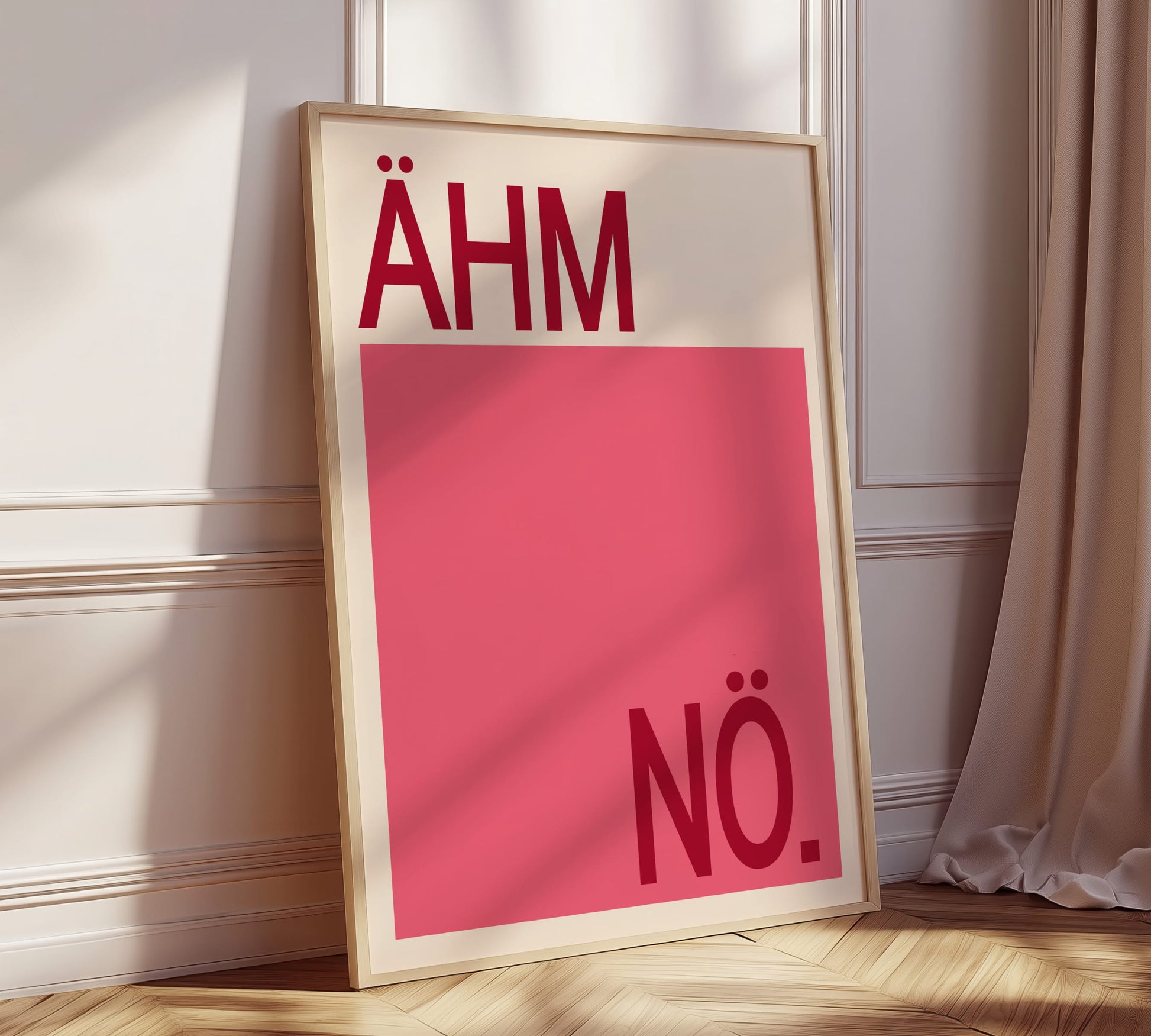 Funny German quote "Aehm Noe" poster mit klarer, reduzierter Gestaltung