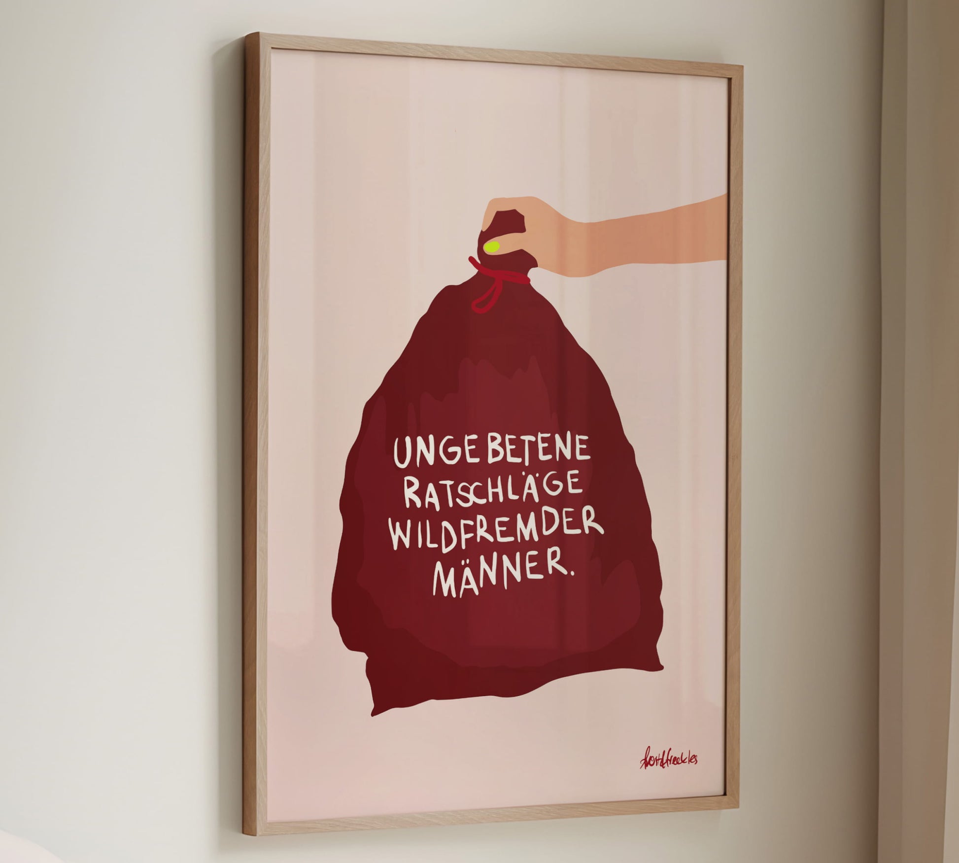 Künstlerisches Poster mit gesellschaftskritischem Humor zum Thema Sexismus, Feminismus und Mansplaining.