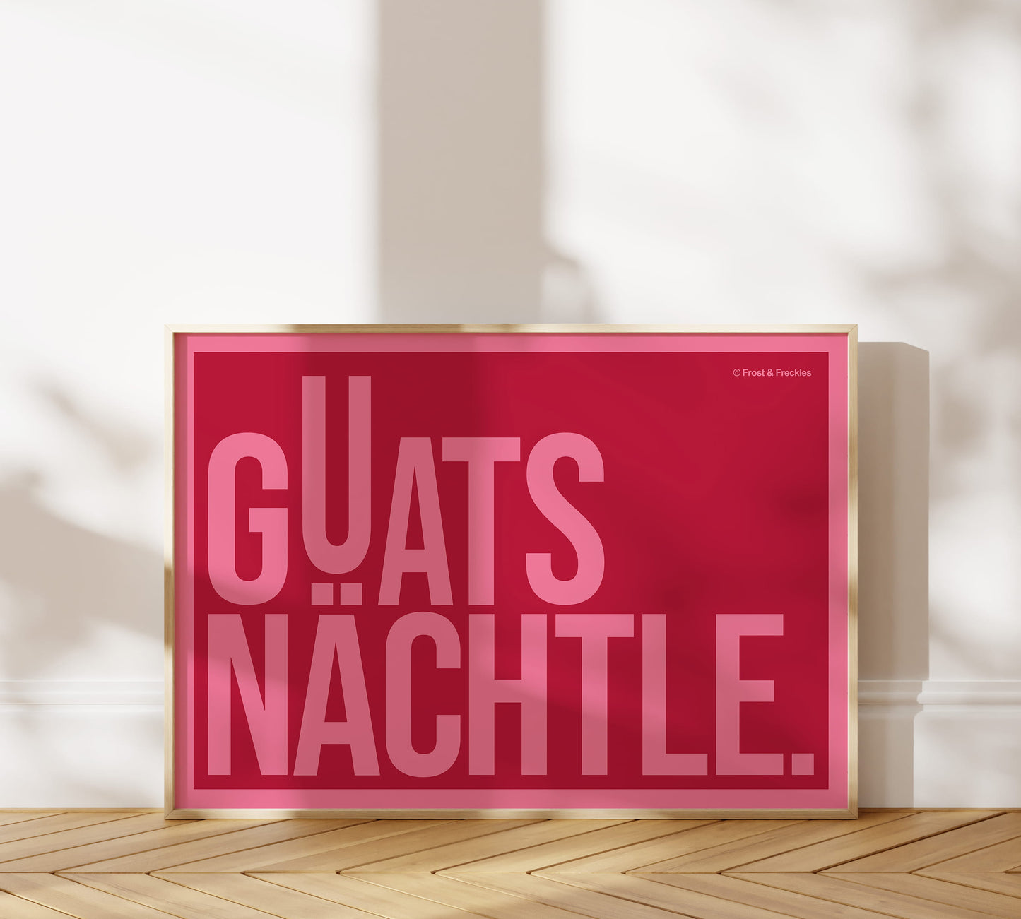 Modernes Dialekt Poster fürs Schlafzimmer oder über dem Bett als Gute-Nacht-Gruß