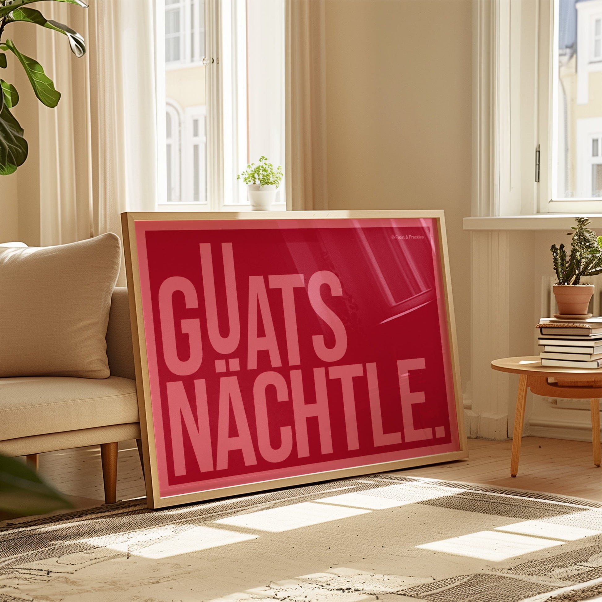 Minimalistisches Typografie Poster mit Bayerischem Gute Nacht Spruch