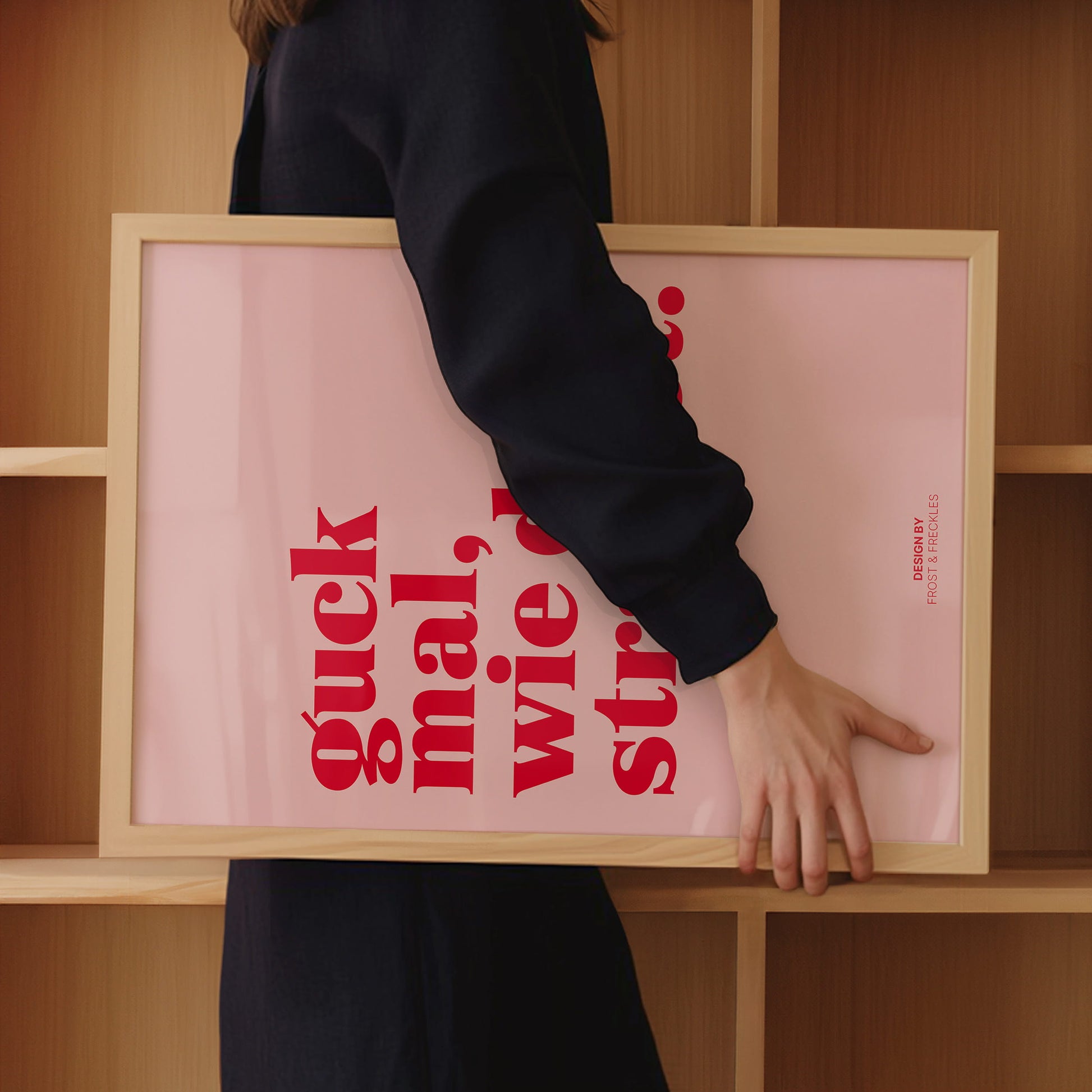 Typografie Poster „Guck mal wie du strahlst“ in Rot und Rosa zur Affirmation für positives Selbstbild