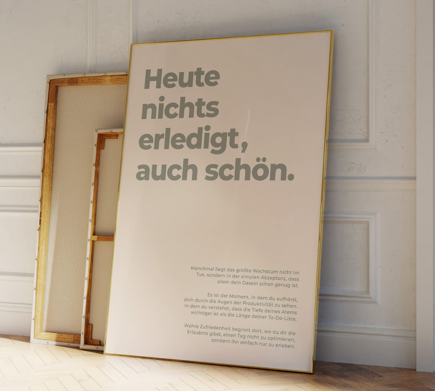 Gerahmtes Wandbild mit dem Spruch "Heute nichts erlebt" für Home Office oder Büro.