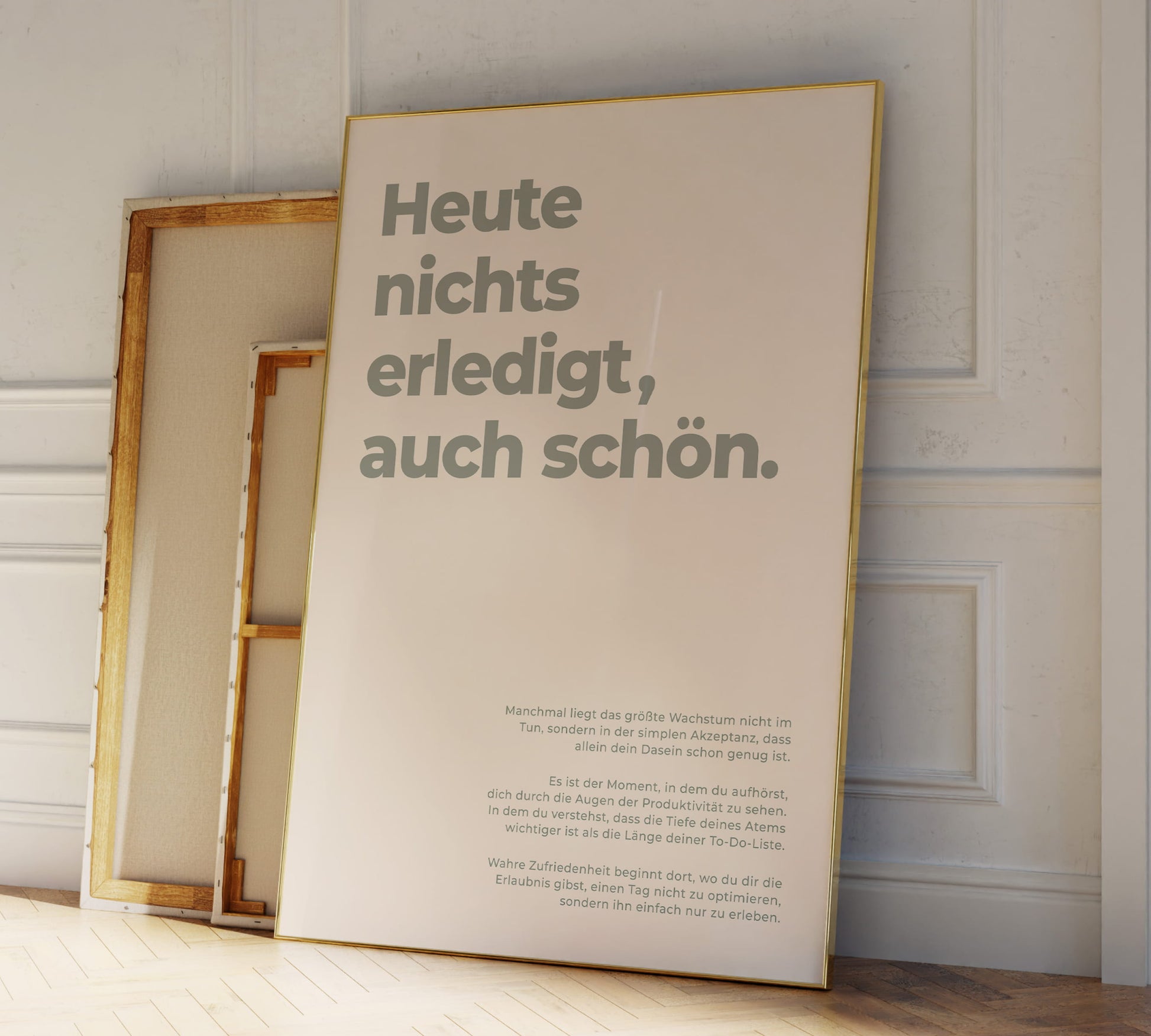 Gerahmtes Wandbild mit dem Spruch "Heute nichts erlebt" für Home Office oder Büro.