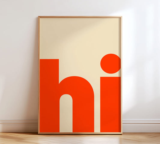 Minimalistisches Hi Poster für Flur und Eingangsbereich Wanddeko
