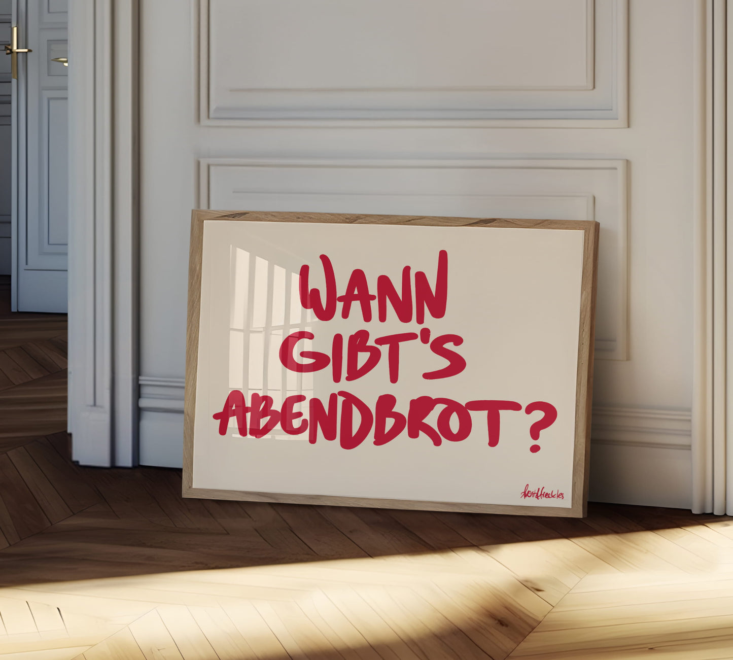 Abendbrot Spruch als lustige farbenfrohe Küchendeko