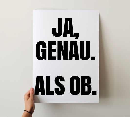 Ja Genau Als Ob Poster, Kunstdruck Typografie Print, Retro Poster Büro, Funny Wall Art, Humorvolle Wohndeko, Lustiger Spruch Minimalistisch