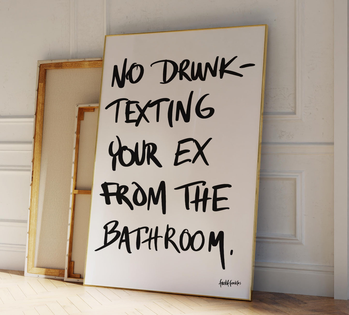 No Drunk Texting Your Ex From The Bathroom, Handwritten Poster Print, Funny Bathroom Toilet Sign, Bathroom Poster, Handwriting in Maroon Red