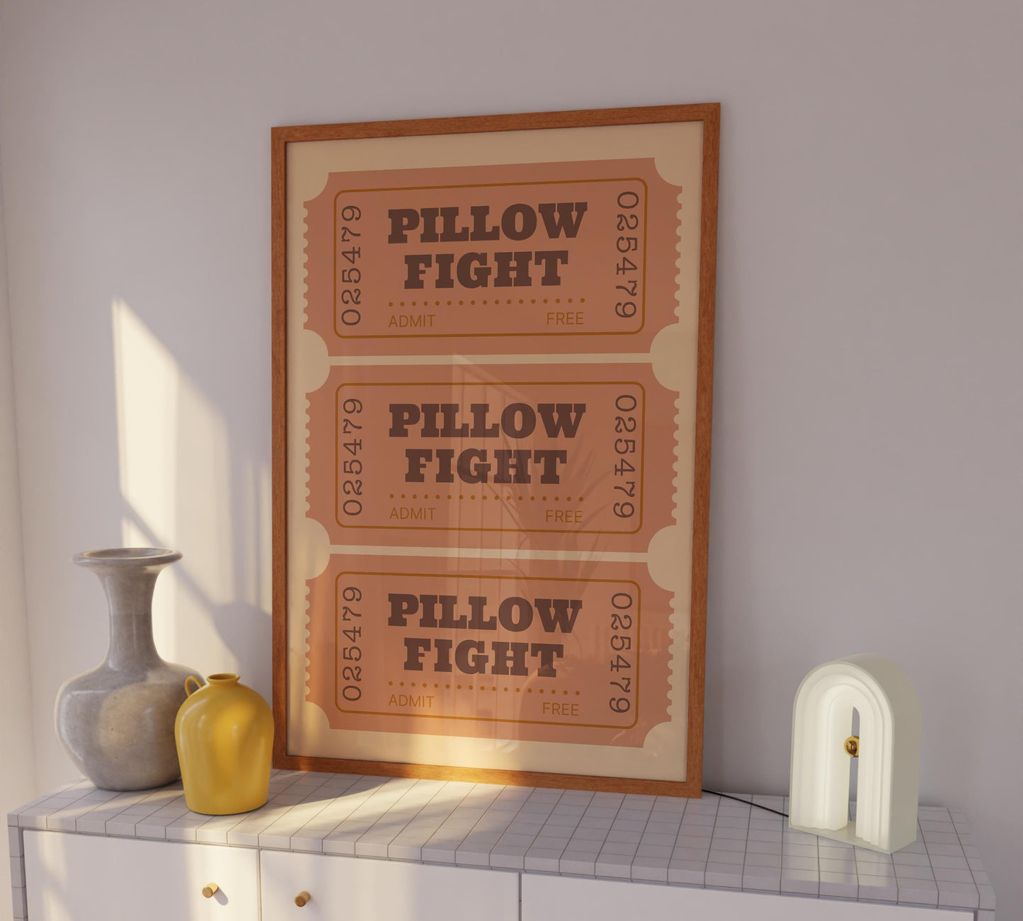 3D: Ticket Pillow Fight Poster (Beige)