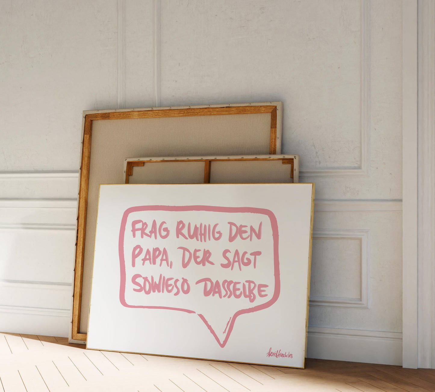 Frag Ruhig Den Papa Poster, Handdrawn Sketch Print, Witziger Spruch Slogan, Mama Papa Familie, Poster Eingang, Aesthetic Pink Quote Family