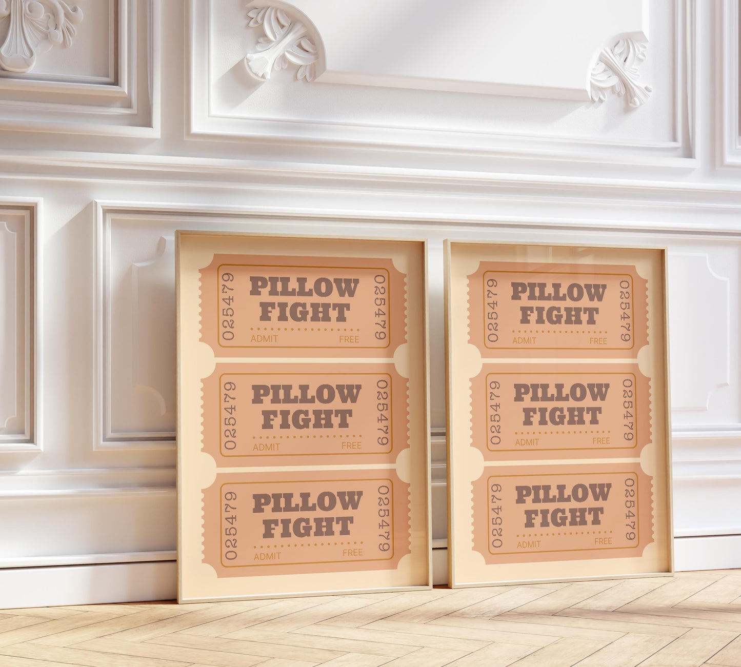 3D: Ticket Pillow Fight Poster (Beige)