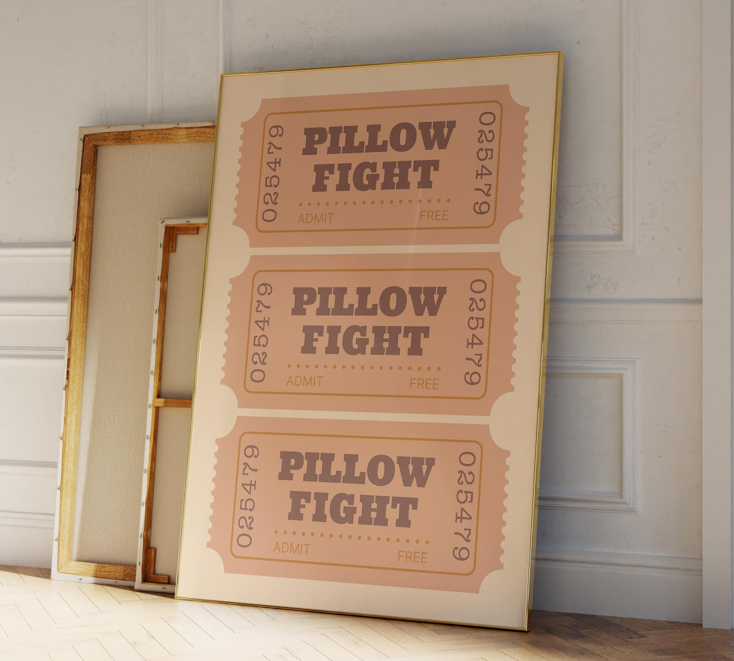 3D: Ticket Pillow Fight Poster (Beige)