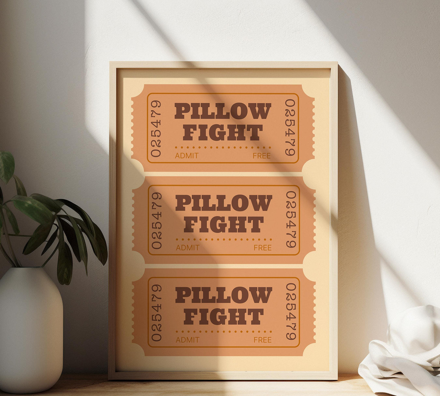 3D: Ticket Pillow Fight Poster (Beige)