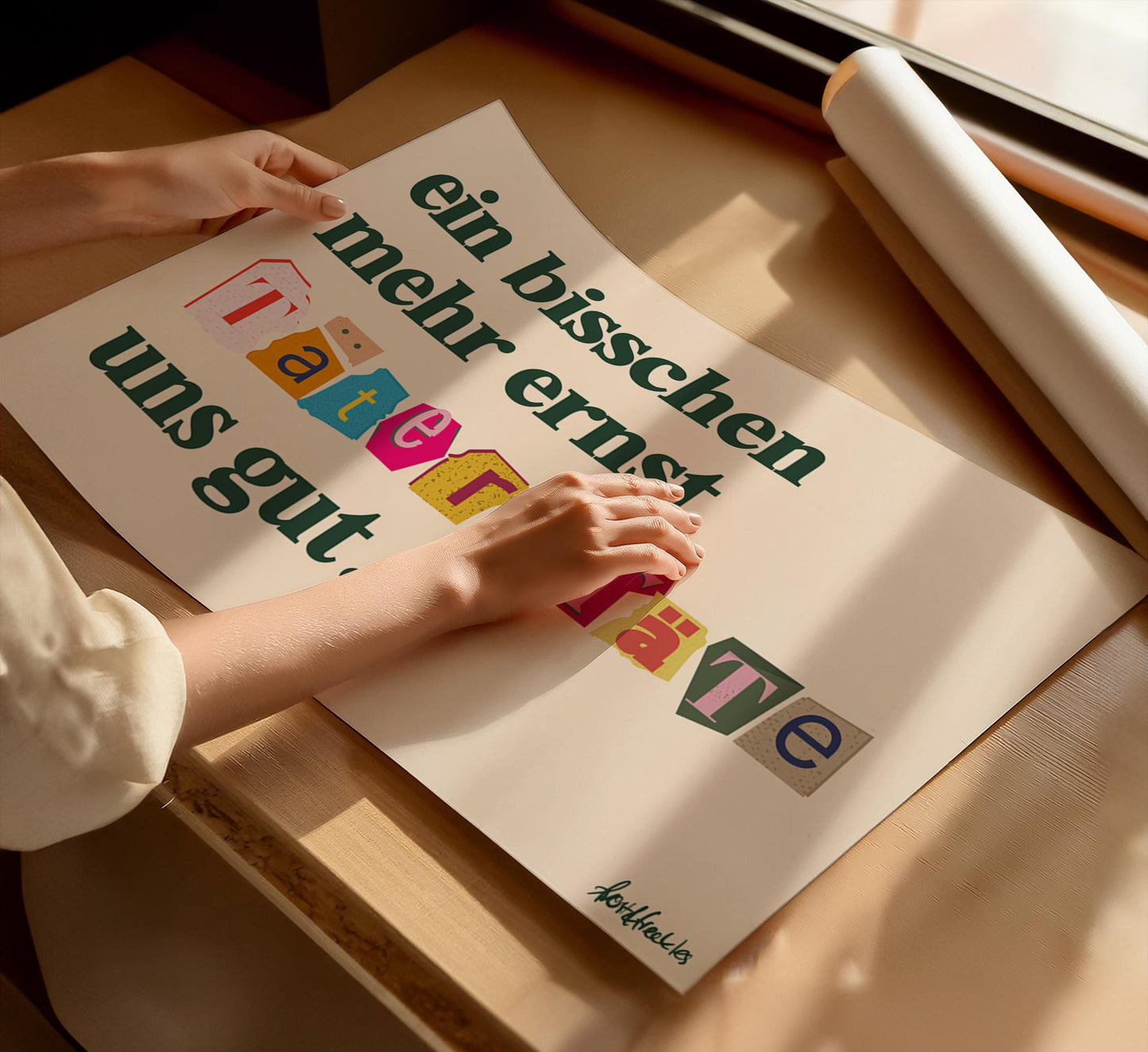 Ein Bisschen Mehr Ernst Täterätäte Uns Gut Poster, Witziger Spruch Slogan Zitat, German Wall Art, Büro Deko Lustig, Geschenk Kollegium Papa
