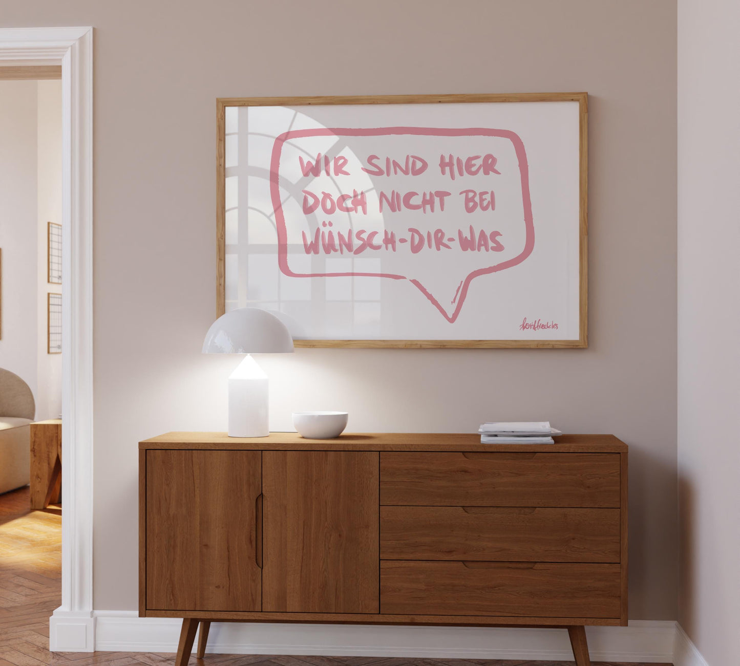 Wir Sind Hier Nicht Bei Wünsch Dir Was Poster, Handdrawn Sketch Print, Witziger Spruch, Mama Papa Familie, Lustiges Zitat Küche Wanddekor