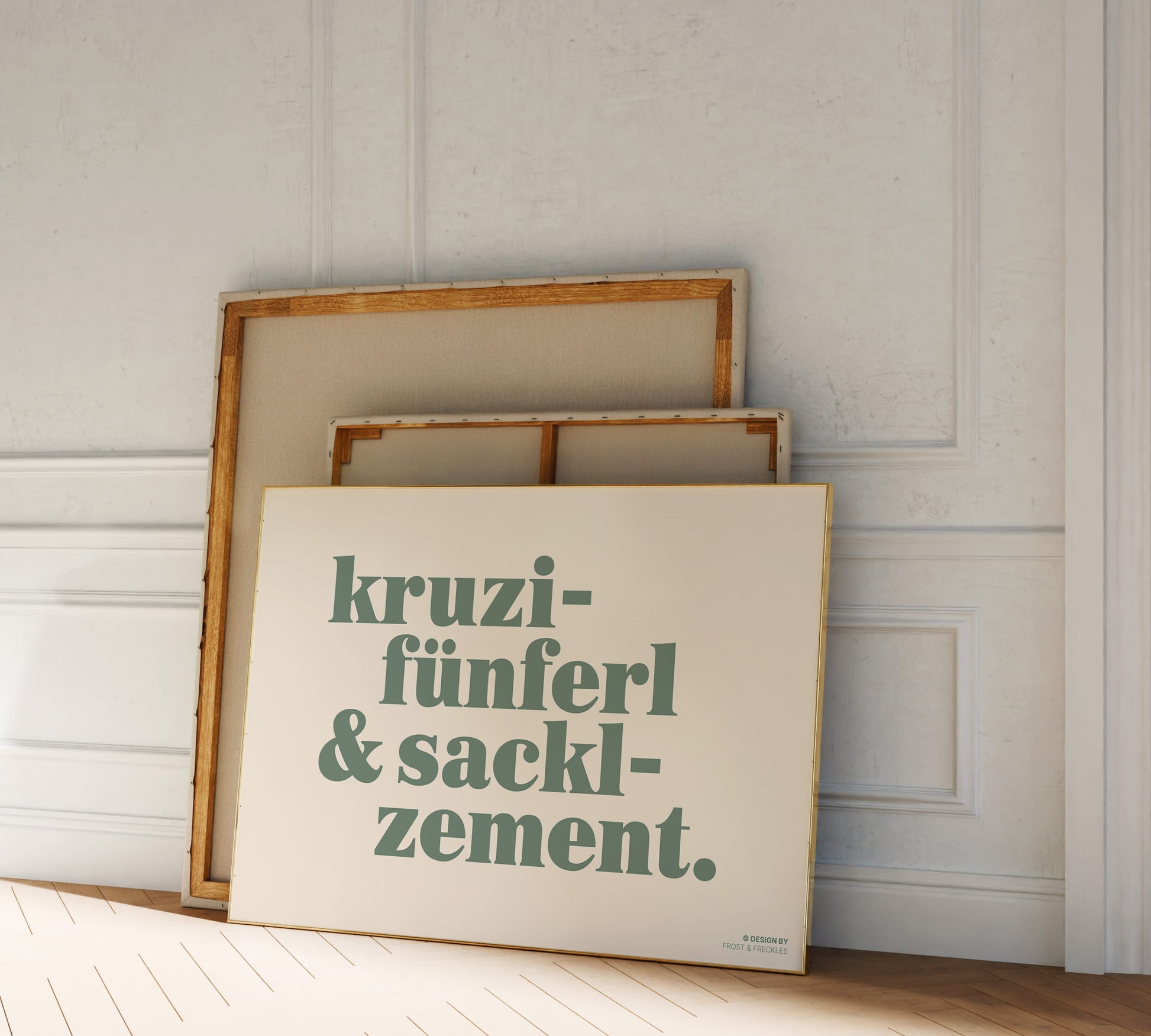 Ein vom Stellavie-Stil inspiriertes, wiziges bayerisches Fusions-Poster als originelle Dekoration für den Flur oder Eingangsbereich.