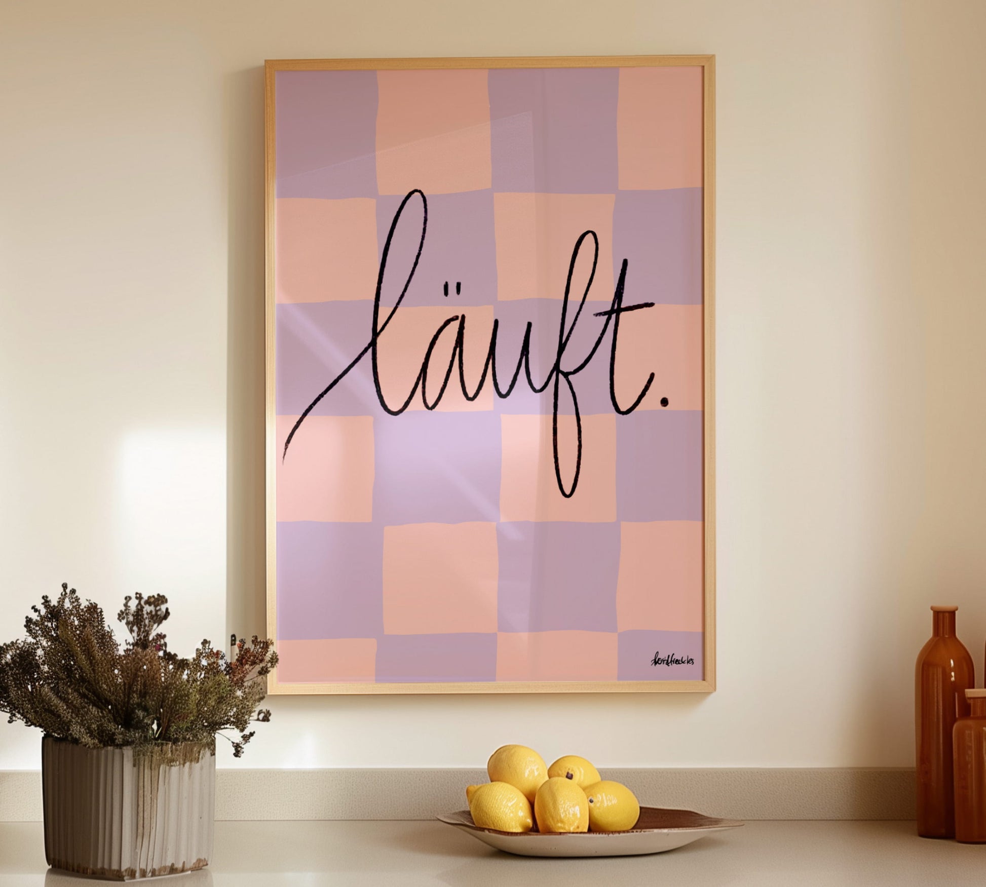 Läuft Küchenposter als farbiges Typografie Wandbild