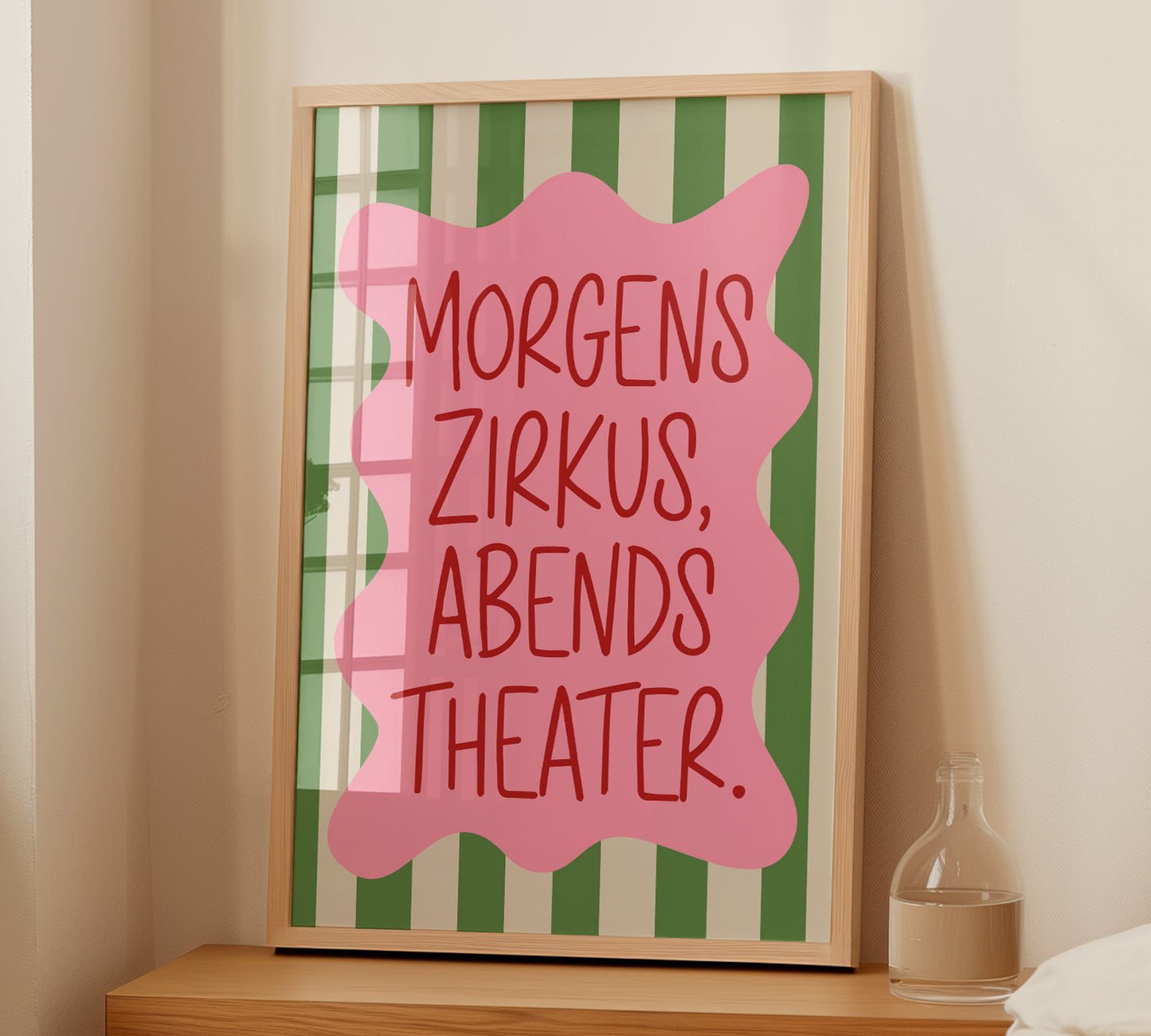 Geschenkidee Poster für Eltern mit Kindern mit witzigem Spruch "Morgens Zirkus, Abends Theater"