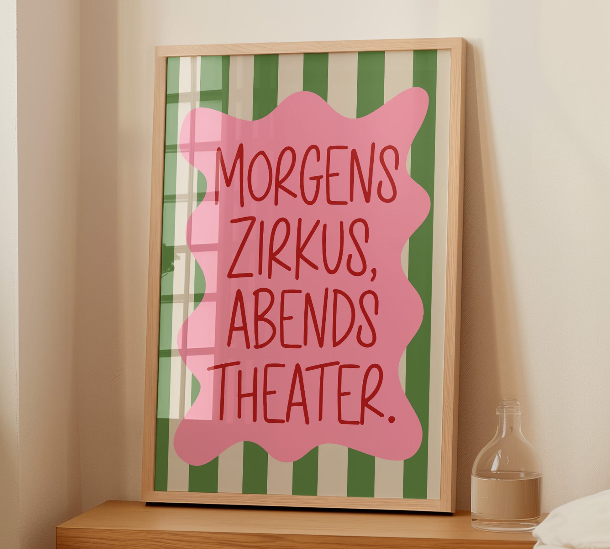 Geschenkidee Poster für Eltern mit Kindern mit witzigem Spruch "Morgens Zirkus, Abends Theater"
