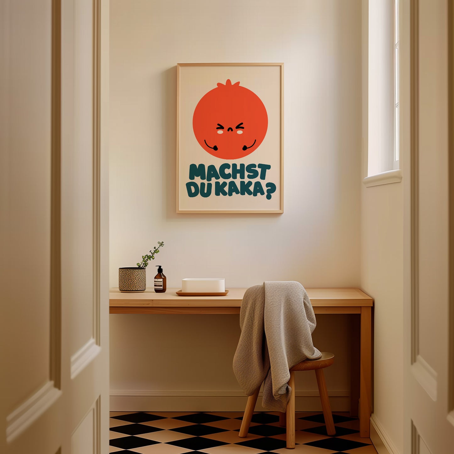Lustiges Badezimmer Poster "Pipi Kaka Lounge" in minimalistischem Design