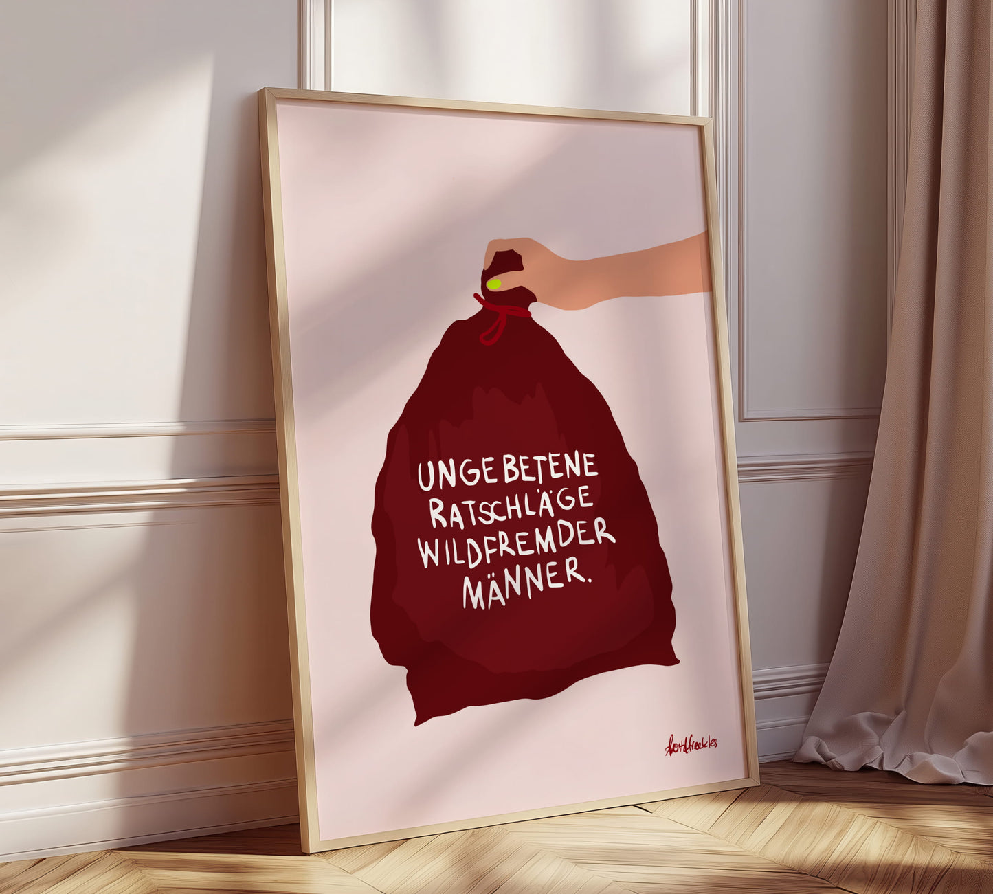 Minimalistische Wandkunst mit feministischer Aussage zum Thema Mansplaining