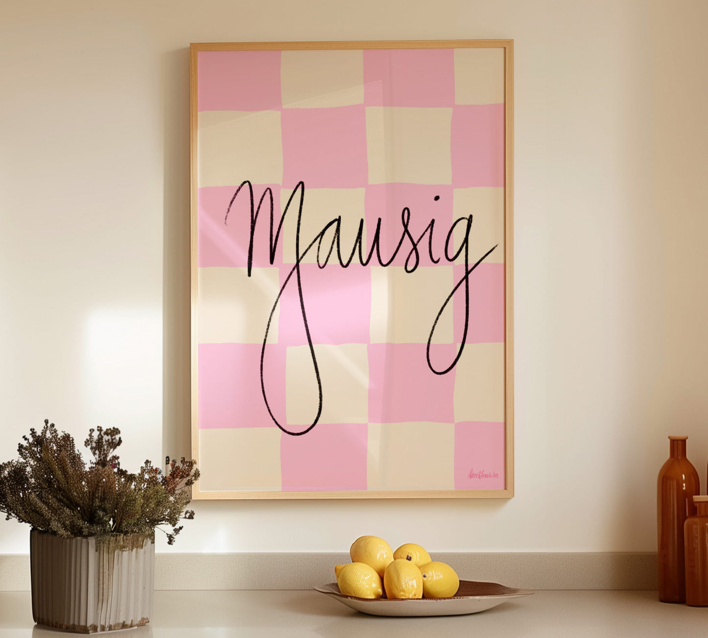Mausig Print als ästhetisches Wandbild in moderner Küche in Pastellfarben