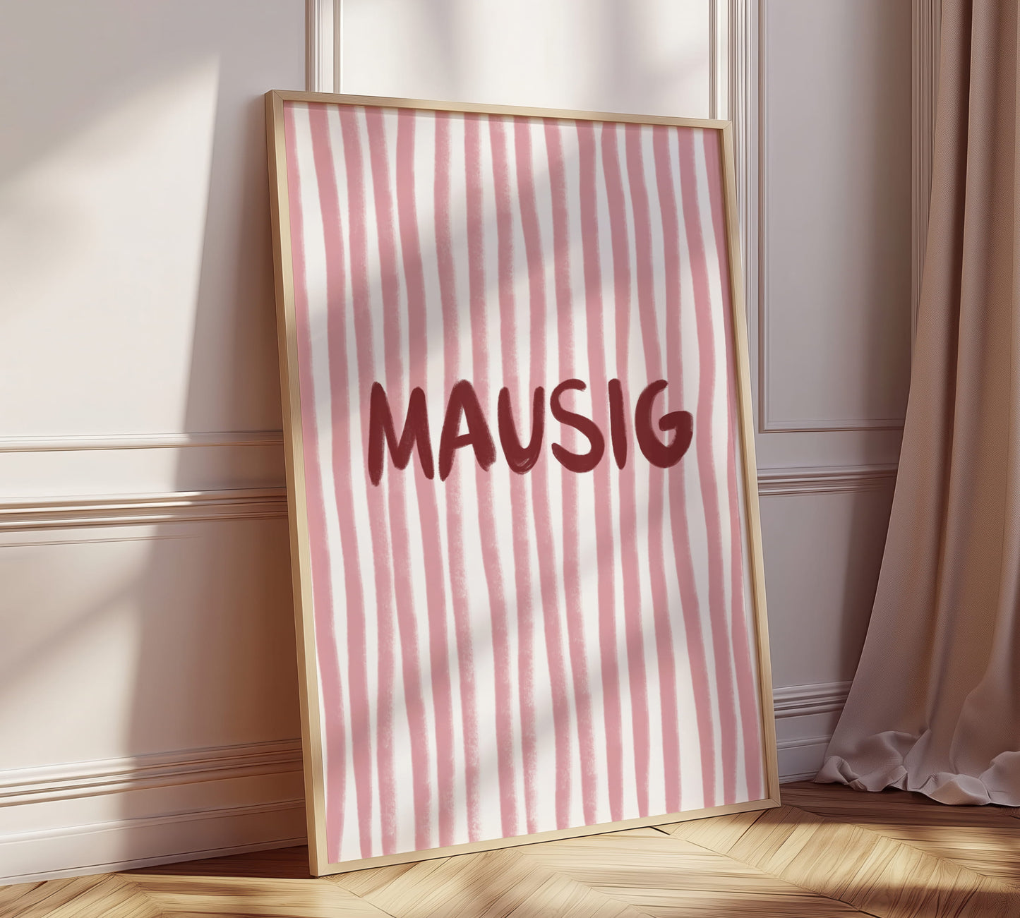 Modernes Streifenposter mit süßem Ausdruck "Mausig"