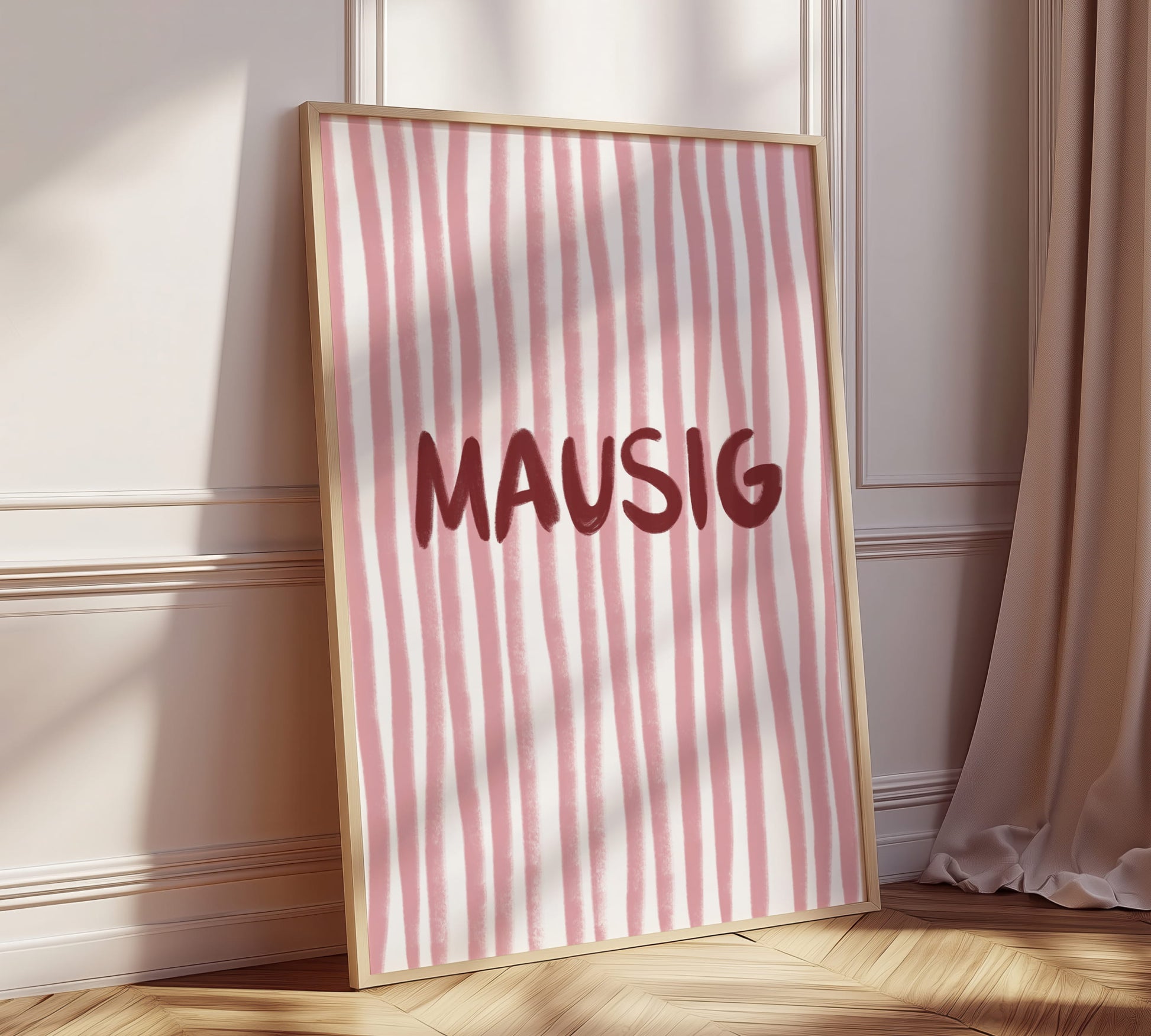 Modernes Streifenposter mit süßem Ausdruck "Mausig"