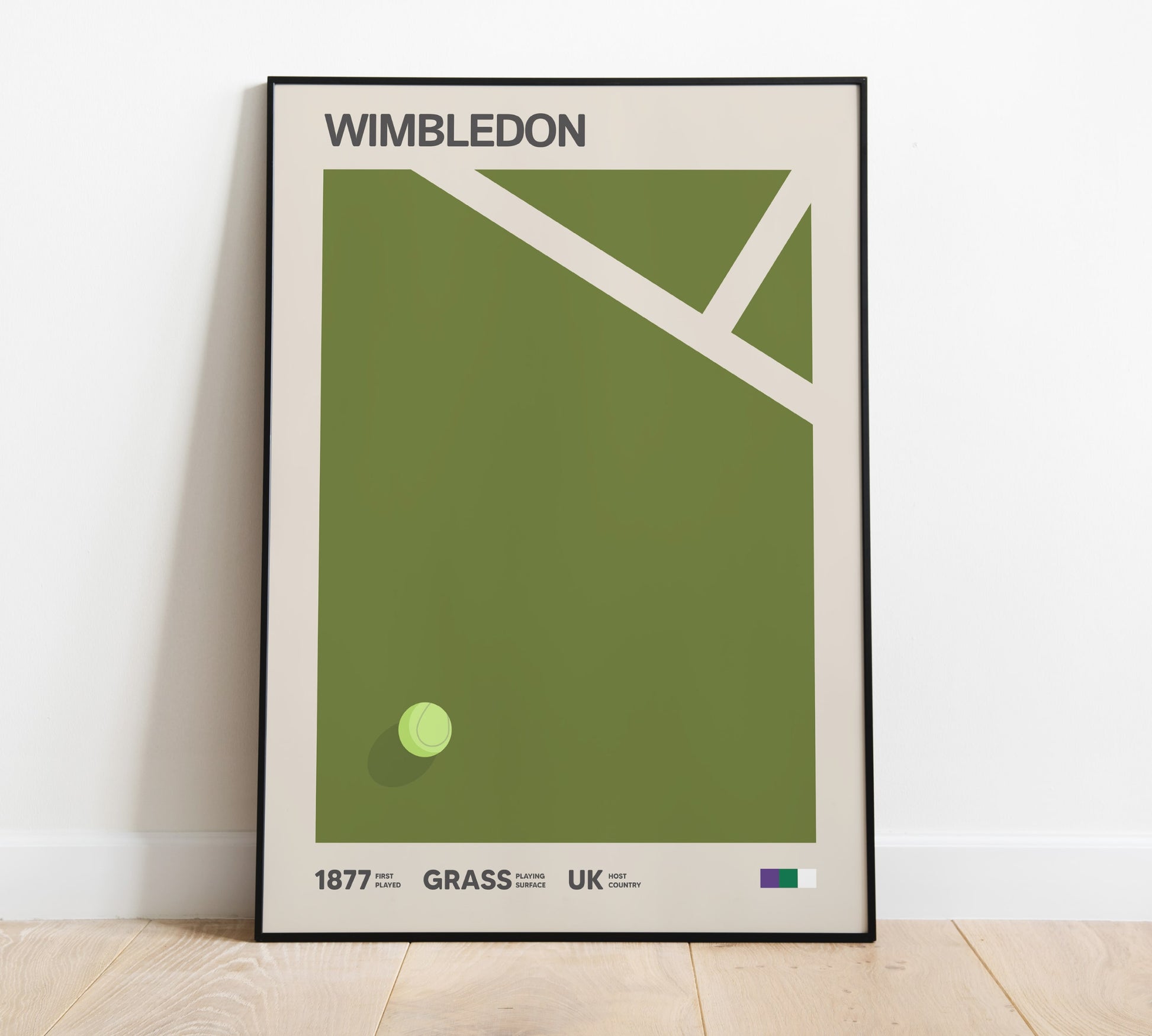 Wimbledon Tennis Poster – Minimalist Grass Green Wall Art Print for Tennis Fans