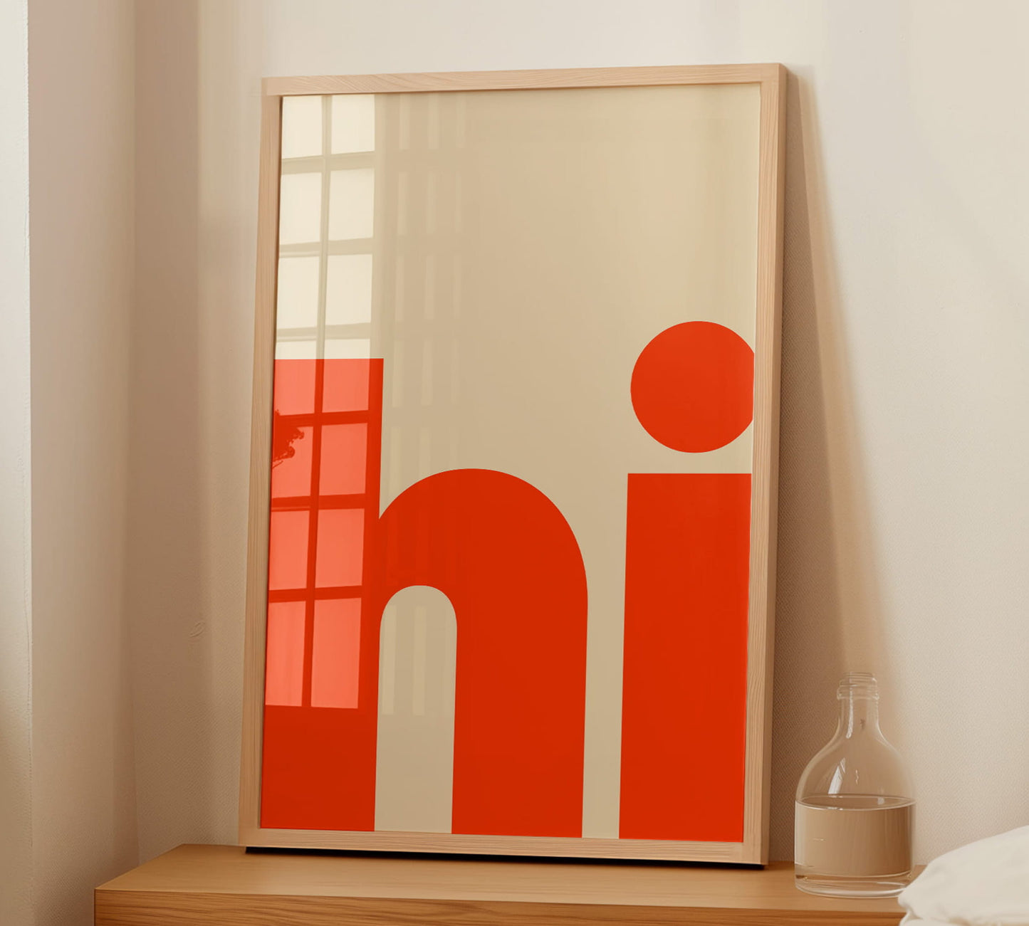 Modernes Poster für Eingangsbereich mit klarer Typografie „Hi“ im Stellavie Stil