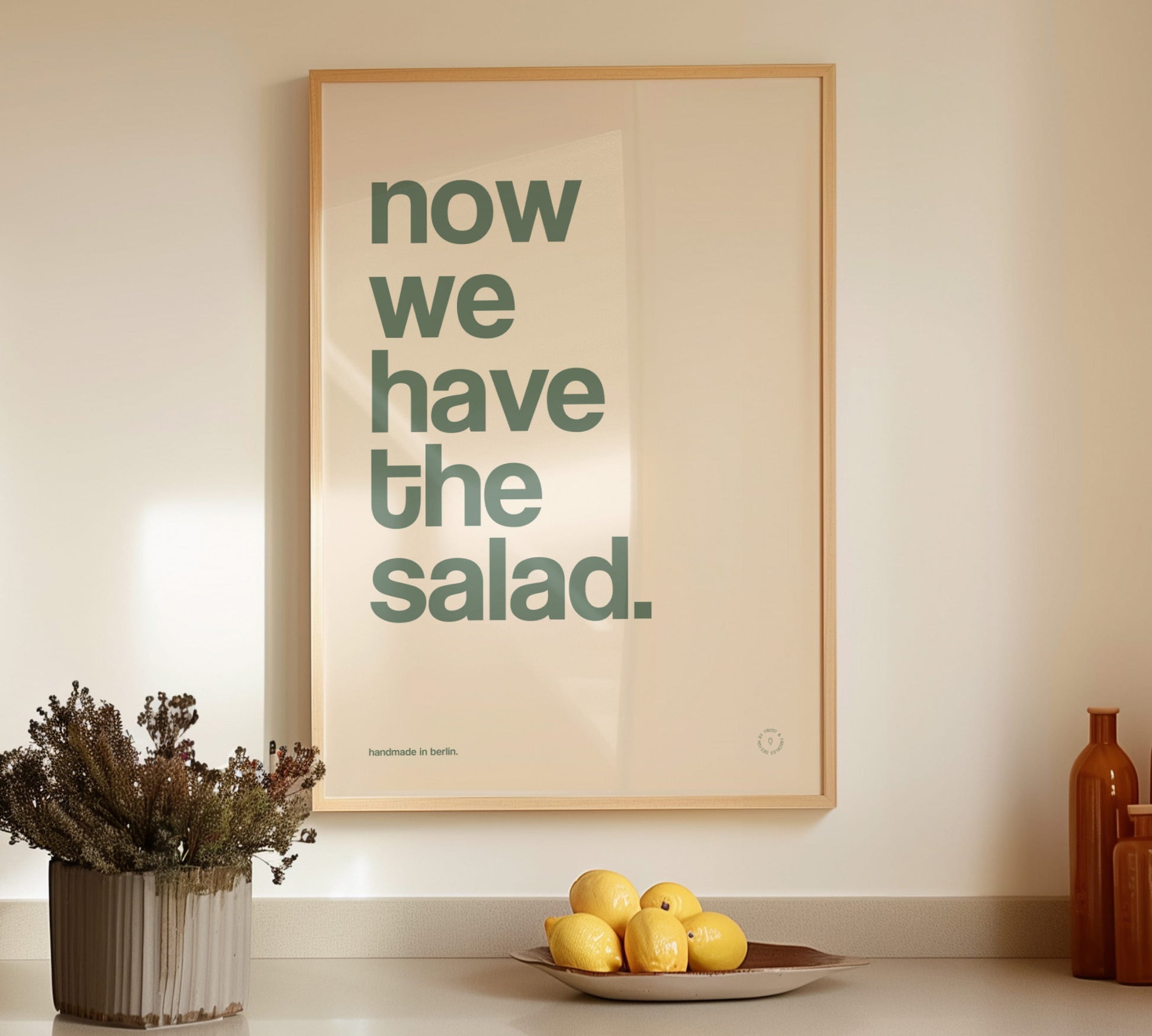 Funny kitchen poster mit denglischem Spruch im minimalistischen Design